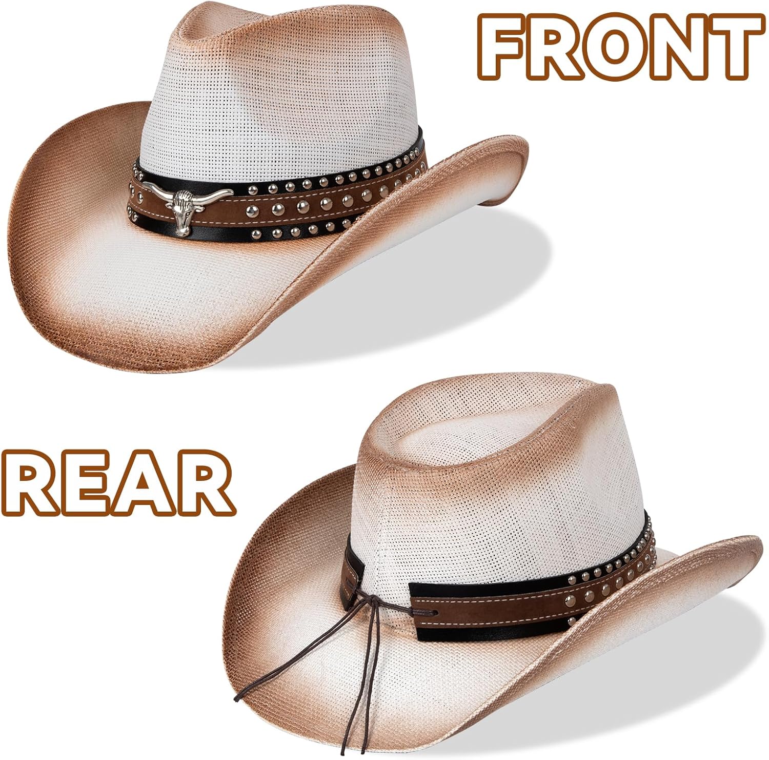 Cowboy Hat,Cowgirl Hat,Western Cowboy Hats for Women/Mens/Straw Wide with Shapeable Brim Cowboy Hat for Womens - Image 4