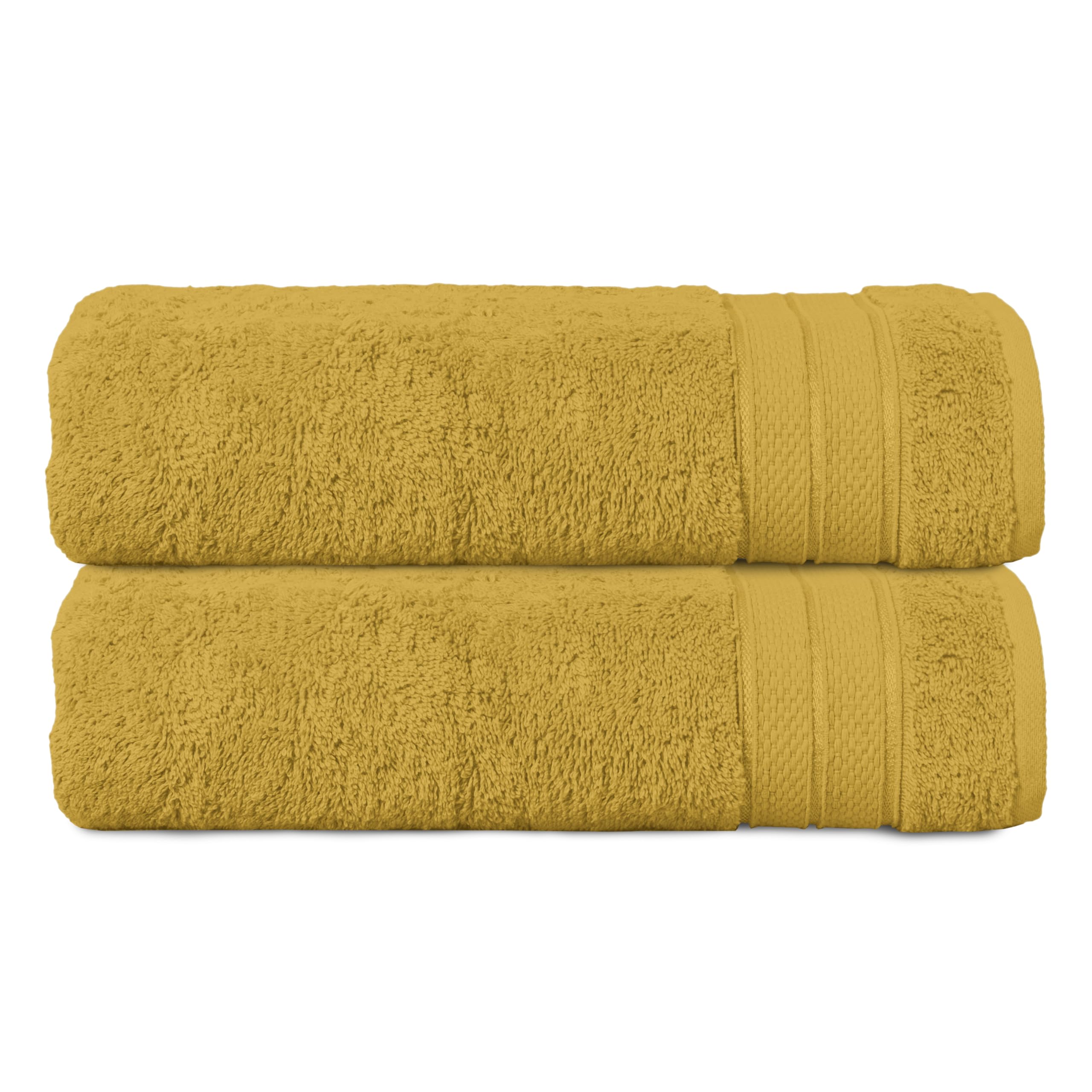 Elegant Comfort Three Line Popcorn Towel Set for Bathroom 27 x 54 inches, Premium Hotel Quality 2-Pack Bath Towels, 100% Turkish Cotton, Soft and Durable, Quick Dry and Highly Absorbent, Amber Gold