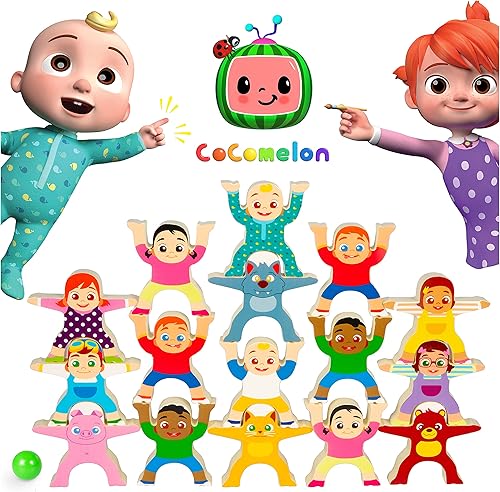 Miniatura 4 de Be Amazing! Toys CoComelon - Juego Stackrobat de equilibrio de madera, más de 16 piezas de actividades Montessori para niños y niñas a partir de 3