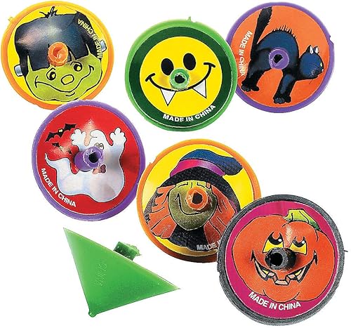 Fun Express - Tops giratorios de Halloween para Halloween - Juguetes - Juguetes de valor - Tops - Halloween - 144 piezas