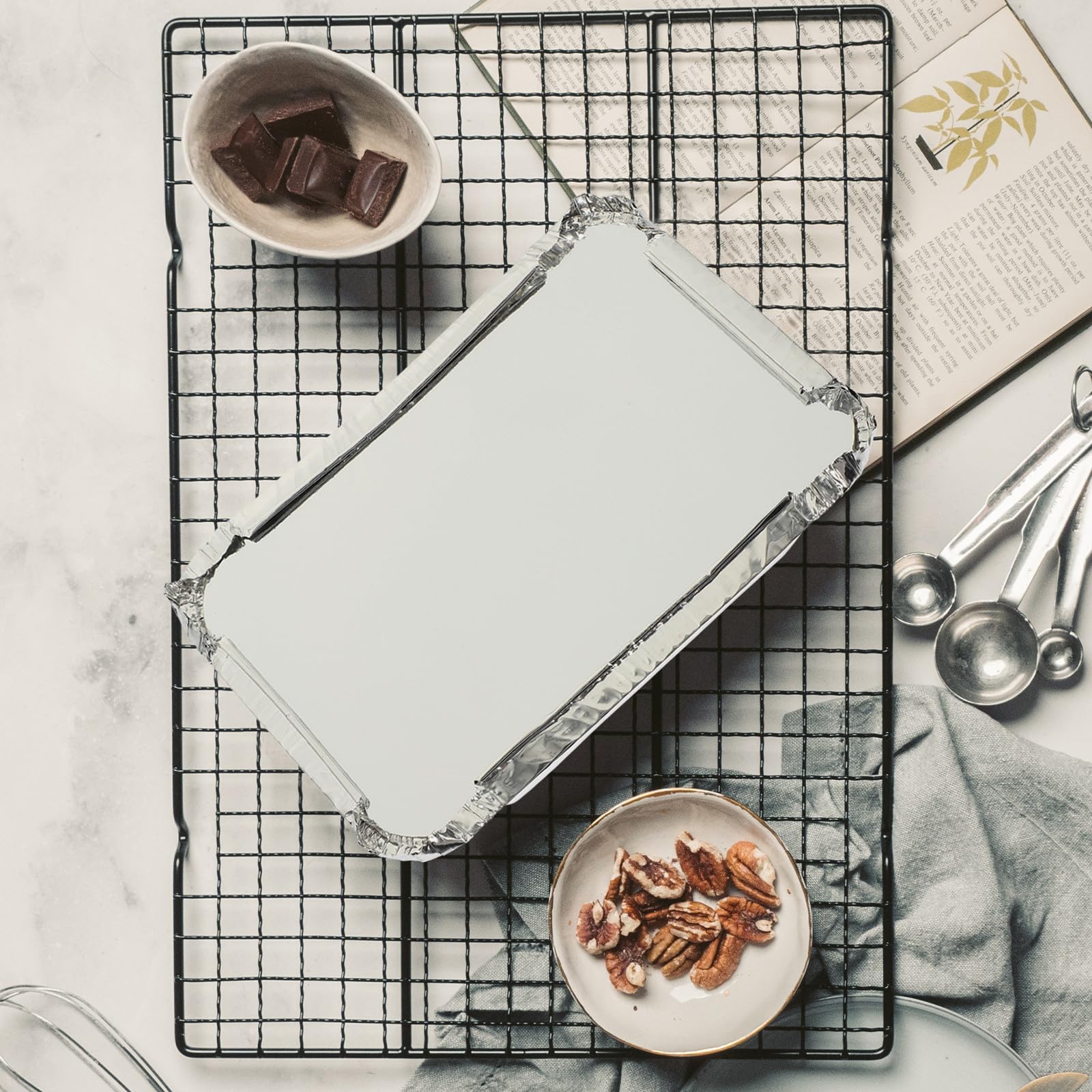 Tofficu Contenitori in Alluminio per Alimenti 125 Pezzi, Resistenti ad Alte Temperature, Adatti per Picnic e Barbecue, Contenitori Rettangolari in Pellicola D'alluminio Argento