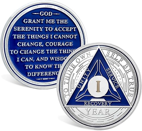 Moneda de sobriedad de 1 año  Chip de sobriedad triplato AA, regalos de sobriedad para hombres y mujeres, regalos de alcohólicos anónimos