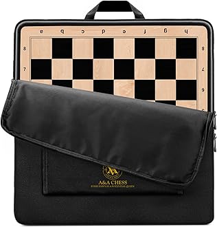 A&A 18.875" Professional Wooden Tournament Chess Board/Ebony Wood & Maple Inlay /2.0" Squares w/Notation