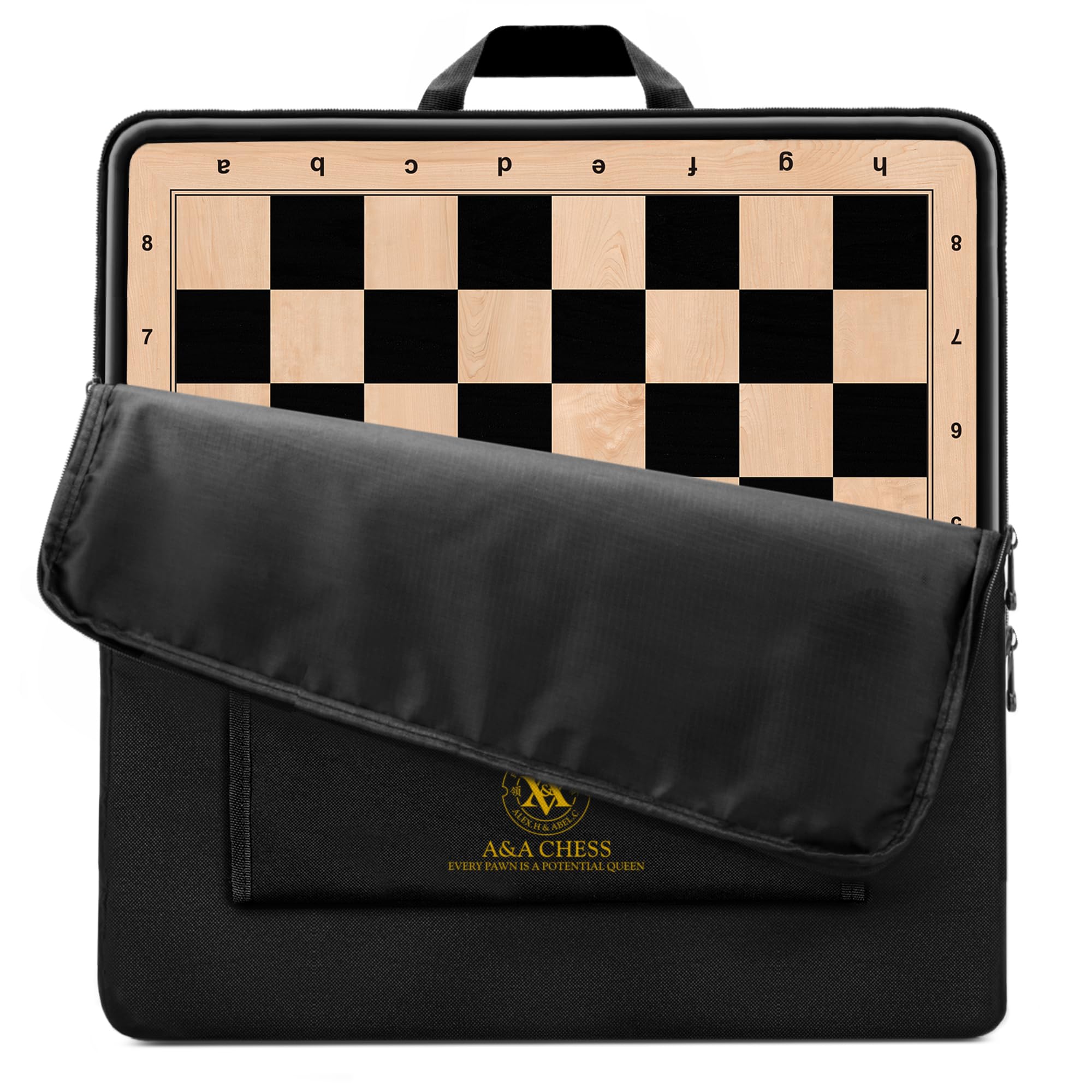 A&A 18.875" Professional Wooden Tournament Chess Board/Ebony Wood & Maple Inlay /2.0" Squares w/Notation