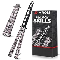 Vista 1 de DIMROM Practice Butterfly Knife Trainer - Cuchillo Balisong compacto con diseño de calavera, hoja de acero inoxidable roma para entrenamiento