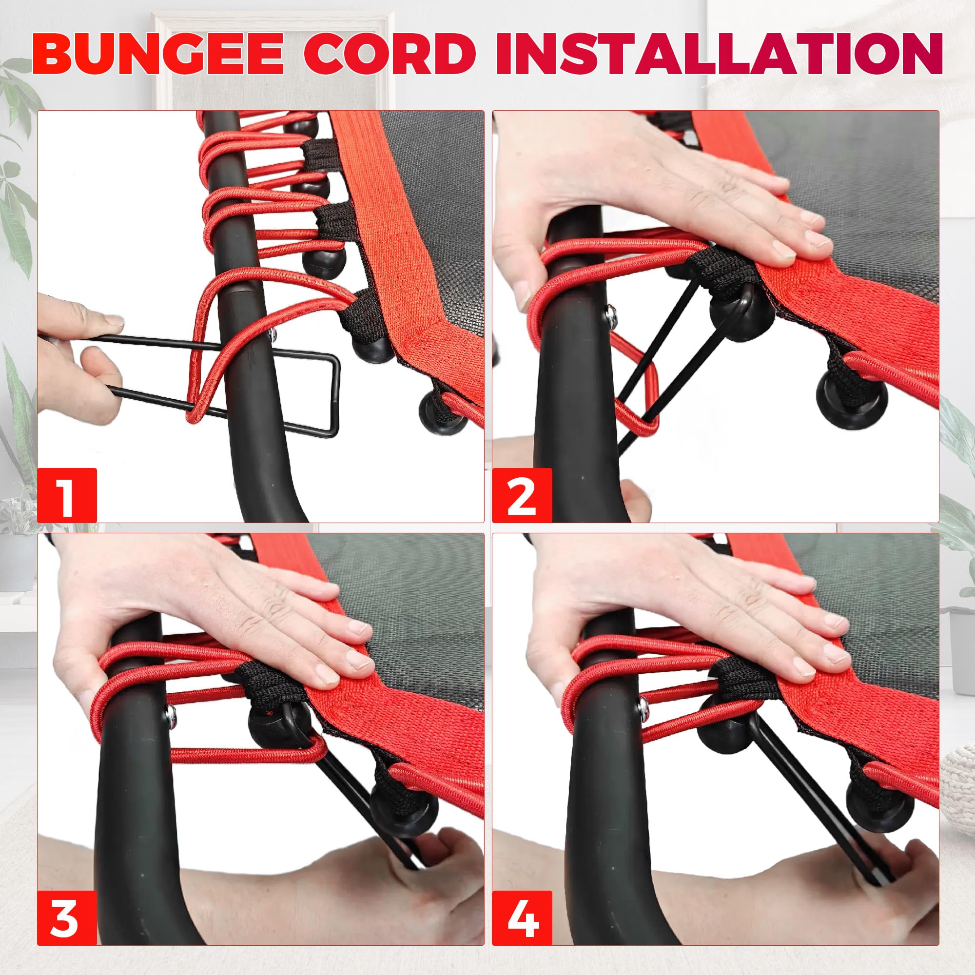 Trampoline rebondissant pour Adultes avec Cordons élastiques, pour entraînement d'intérieur/extérieur, Charge maximale de 101,6 cm/122,9 cm