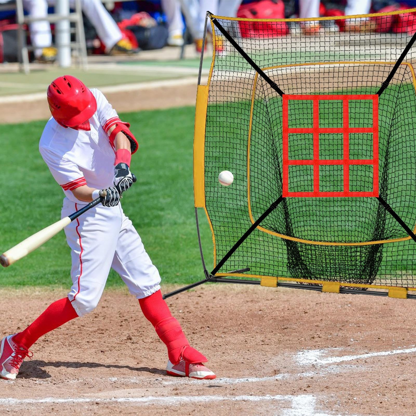 Strike Zone Target, Pitching Target Strike Zone – Rete regolabile Strike Zone per esercitazioni da baseball per colpire, colpire catturare, cintura di fissaggio