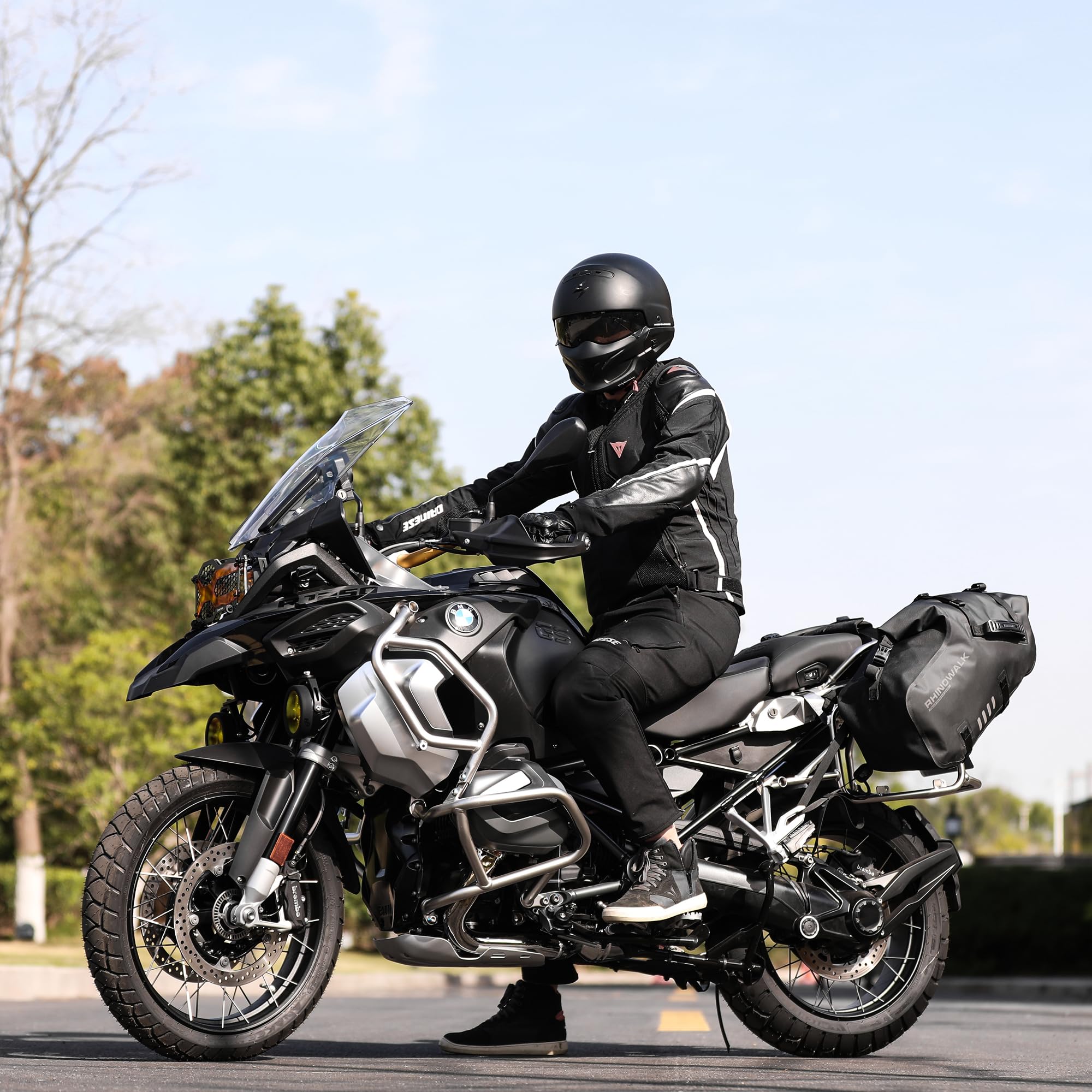wasserdichte Motorrad Satteltaschen 48L (24Lx2) Rolltop Motorradtaschen Seitentaschen mit Schultergurt stoßfeste Gepäcktaschen für ADV Touring Sport und Cruiser Motorräder 1 Paar
