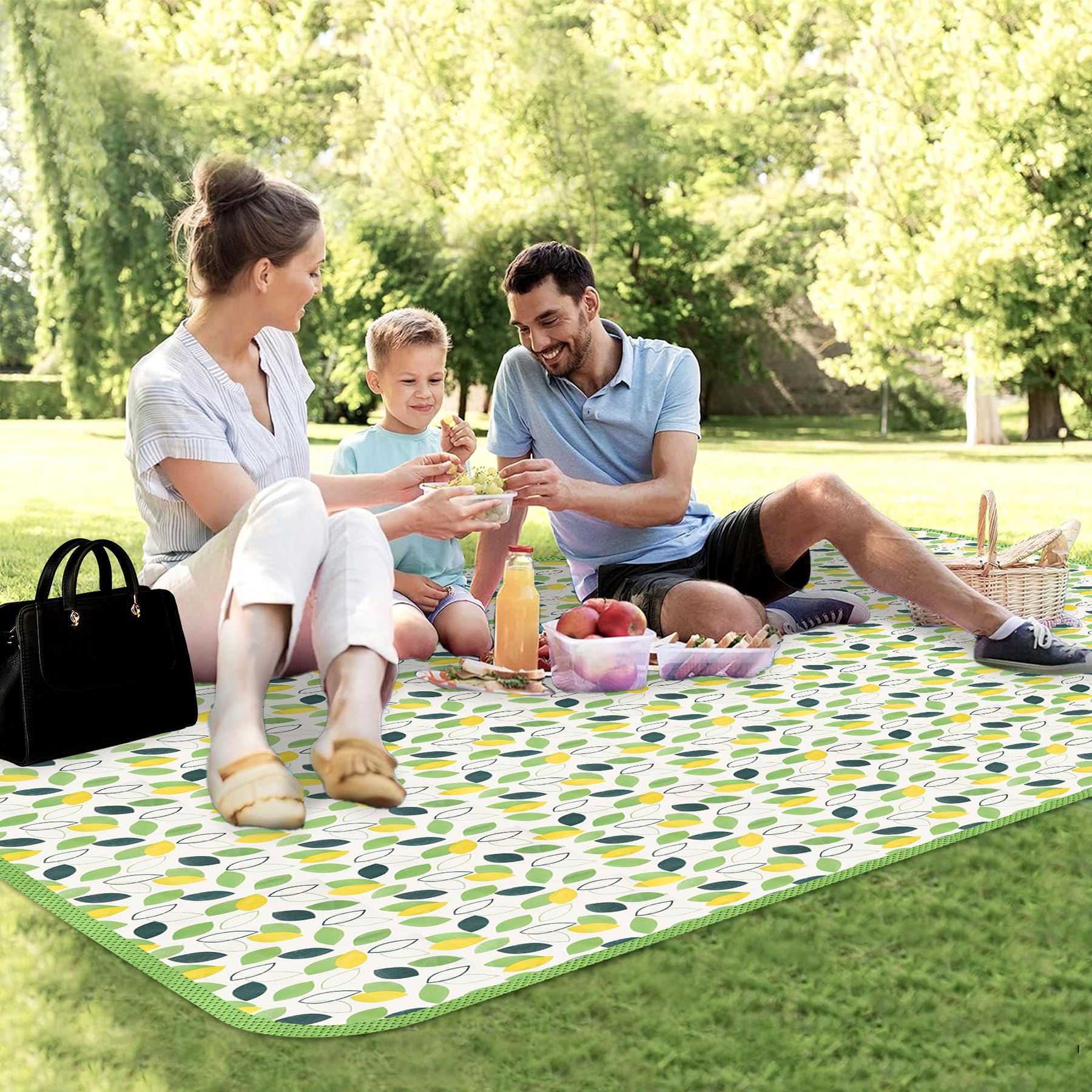 Kuber Industries Foldable 6.5x5 Feet King Size Picnic Mat Waterproof | Chatai/Beach Mat Perfect For Picnics, Park, Camping, Garden, Yoga | Sleeping Mat for Floor | Leaf - Green