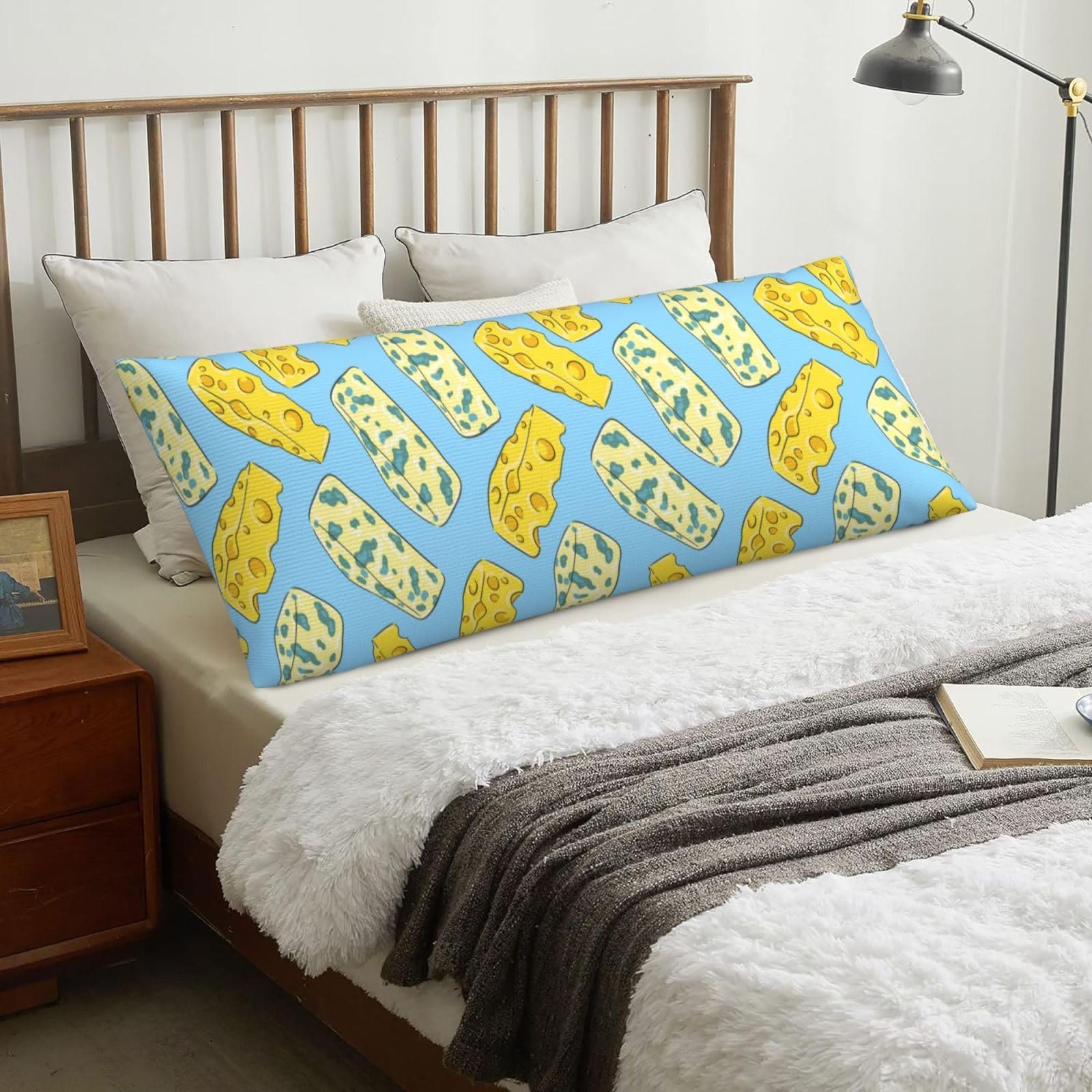 Cheese And Blue Cheese, Body Pillow Cover with Zipper,Long Body Pillowcase 20 x 60 in