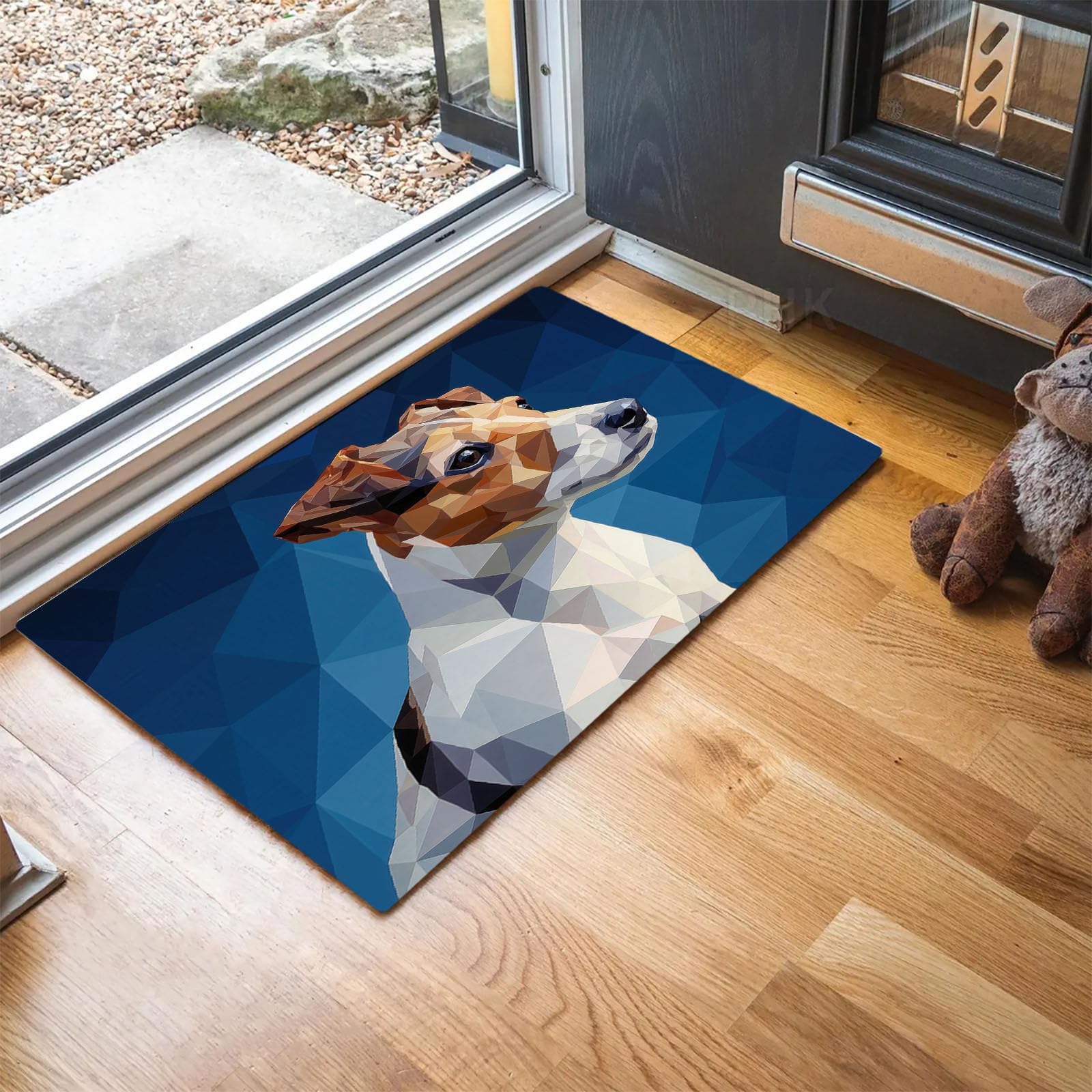 Tapis Terrier Russell paillasson entrée intérieur extérieur géométrique