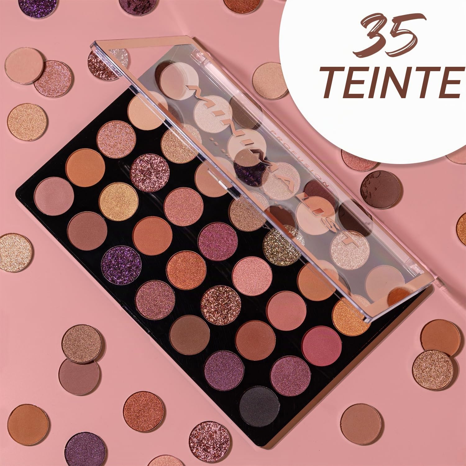Profusion Cosmetics Palette de fards à paupières minimaliste de 35 nuances, soyez créatif avec des nuances nude mélangables et des finitions pailletées, palette de fards à paupières nude de qualité