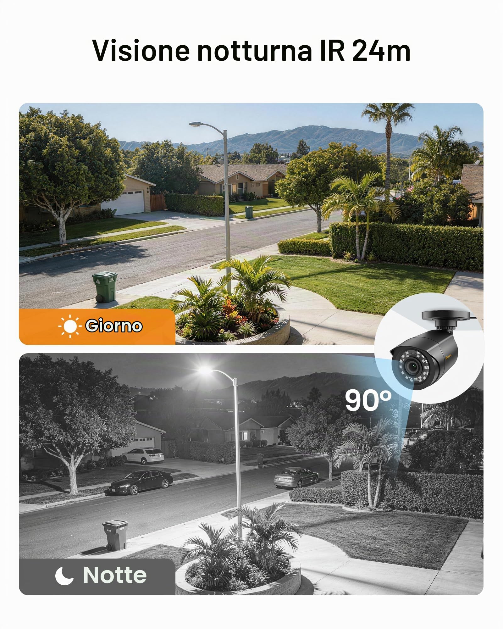 Anlapus 1080P - Videocamera di sorveglianza esterna 8 CH H.265+ DVR con 1TB HDD + 4 Bullet Camera 20M IR Visione Notturna compatibile PC/Mac