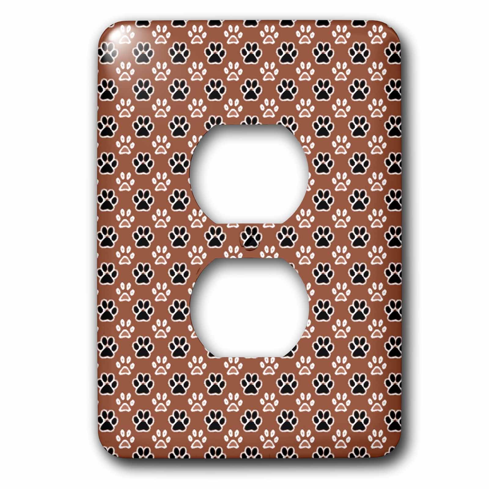 funda para enchufe 3dRose de 2 tomas con divertido patrón multicolor de huellas