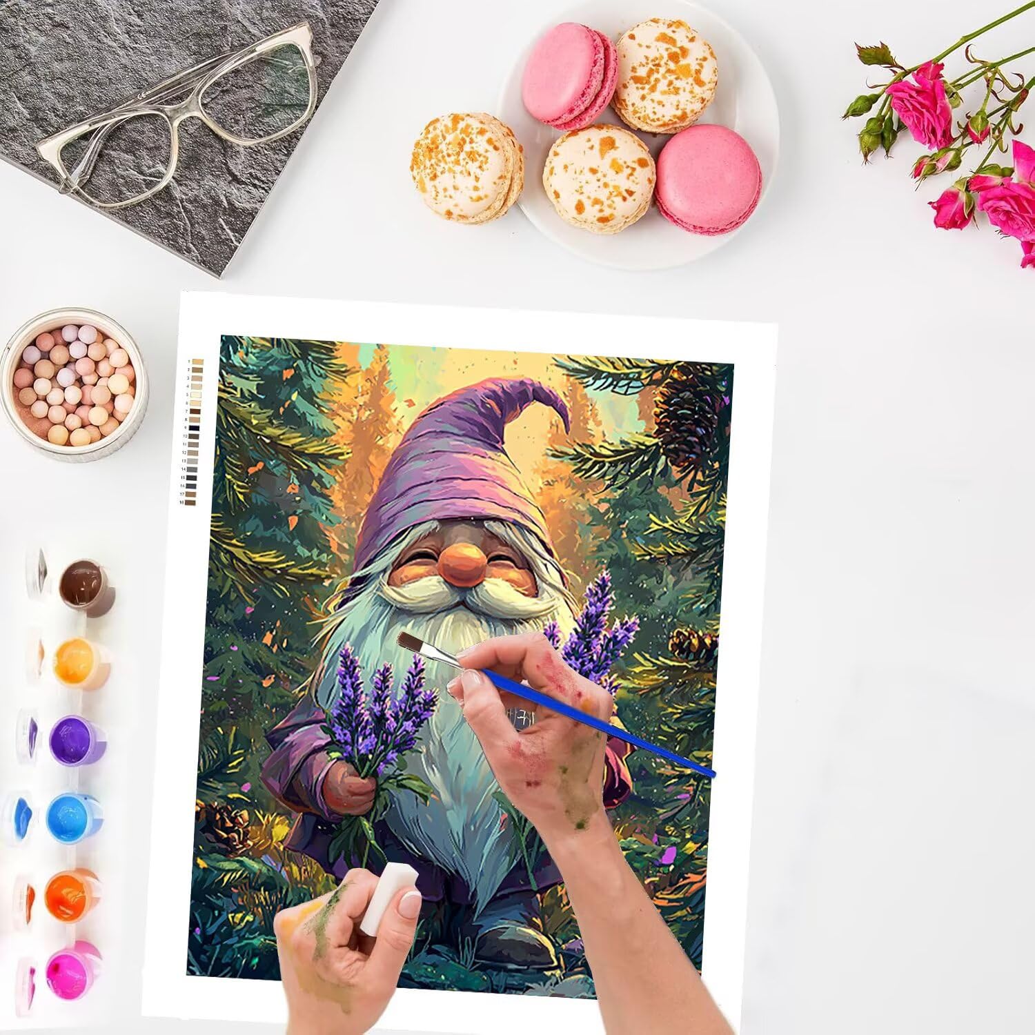WEISHIWE Lavanda e nano Dipingere con i Numeri per Adulti, 70x90cm a-1040