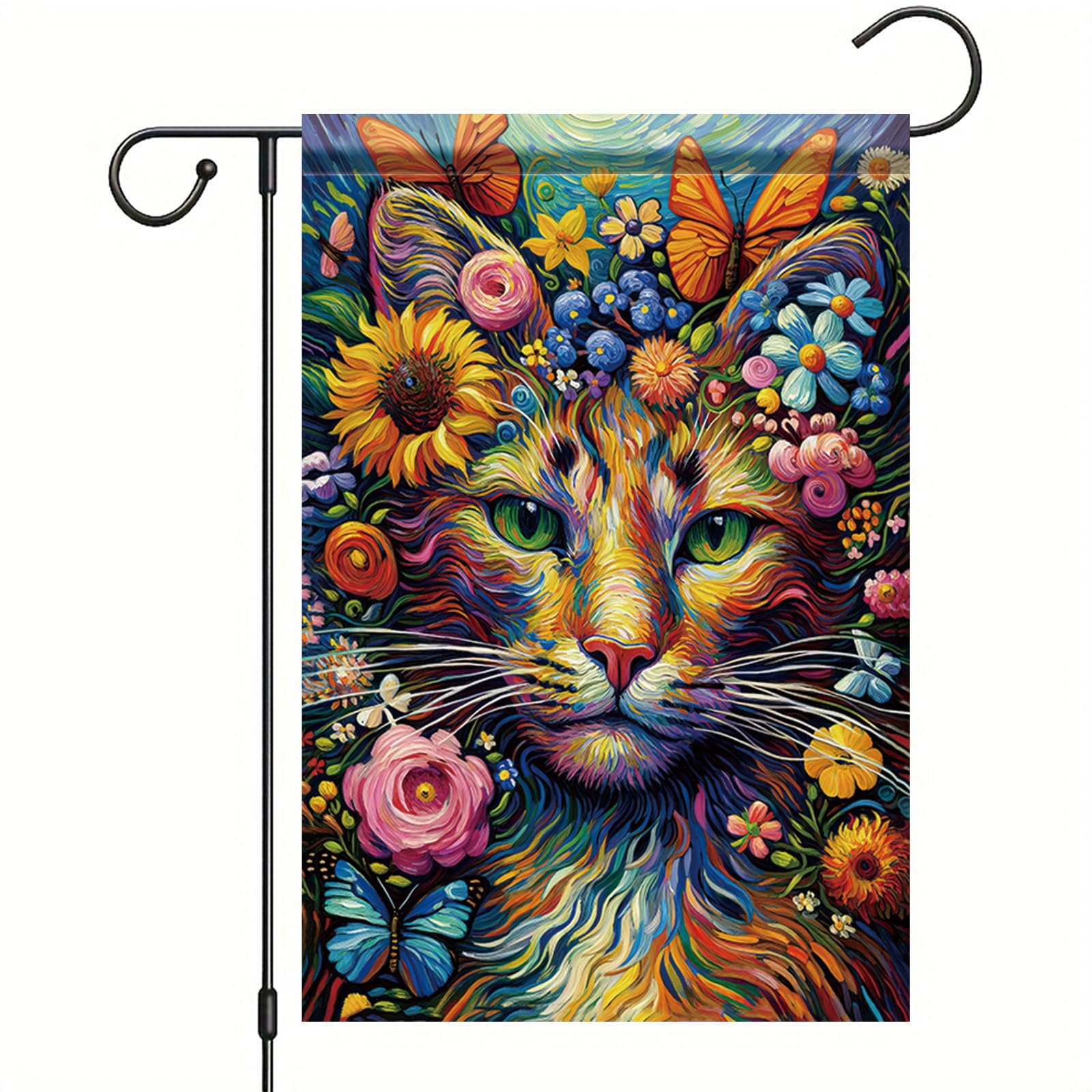 Starlit Patio Welcome Spring Cat Garden Flags for Outside Summer Spring Floral Flower Butterfly Kitten Garden Flags 12x18 Double Sided Seasonal Decoration Welcome Yard Flag for Farmhouse Porch Decor