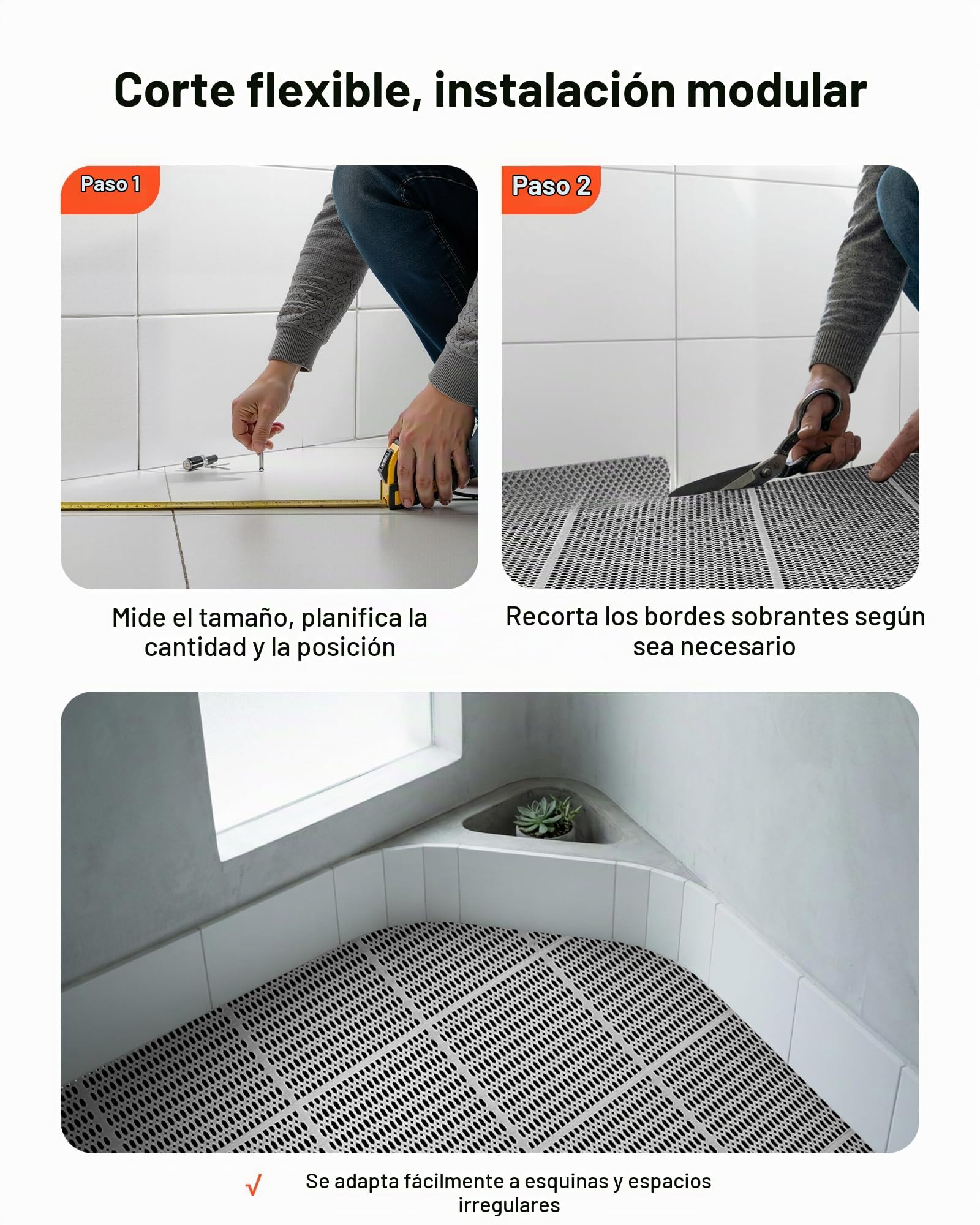 VEVOR Alfombra de Drenaje Antideslizante 90 x 1500 cm, Alfombrilla Comercial de PVC con Orificio de Drenaje para Zonas Húmedas, Suelo para Cocina Piscina Restaurante Terraza Baño Ducha, Color Gris