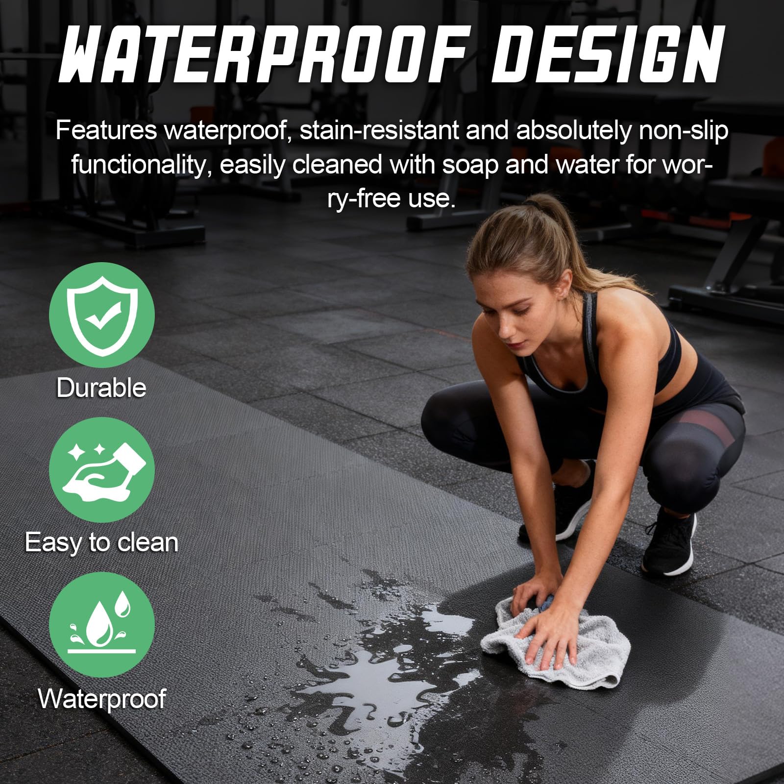 Soontrans Tappetino protettivo per pavimento fitness, 54 pezzi, 30,5 x 30,5 x 1 cm, per fitness, per palestra, per sport, fitness, antiscivolo, per allenamento (grigio antracite)