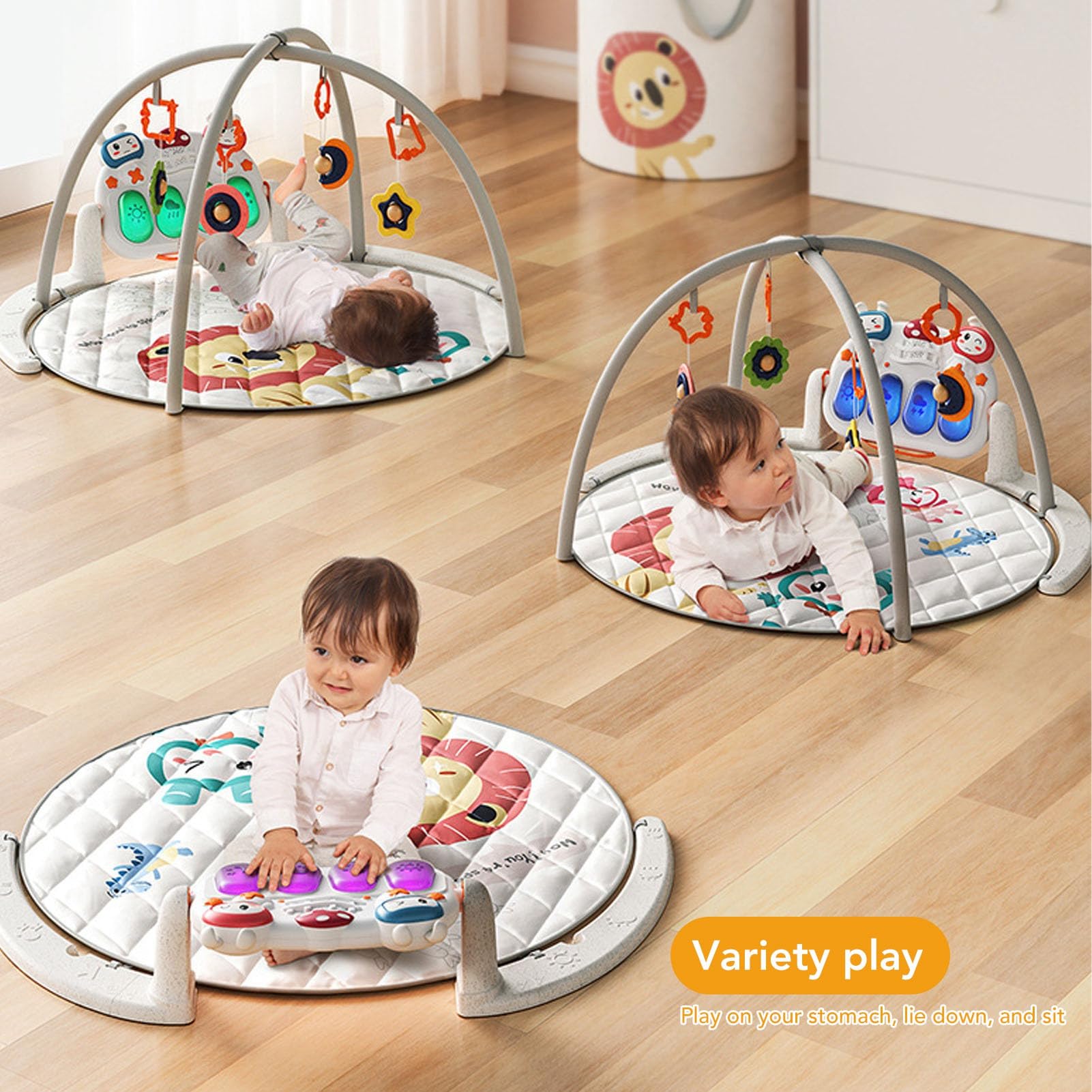 Alfombra de Juegos para Gimnasio para Bebés con Luces de Control Remoto de Piano Bluetooth y Canciones de Cuna para el Desarrollo Sensorial y Las Habilidades Motoras