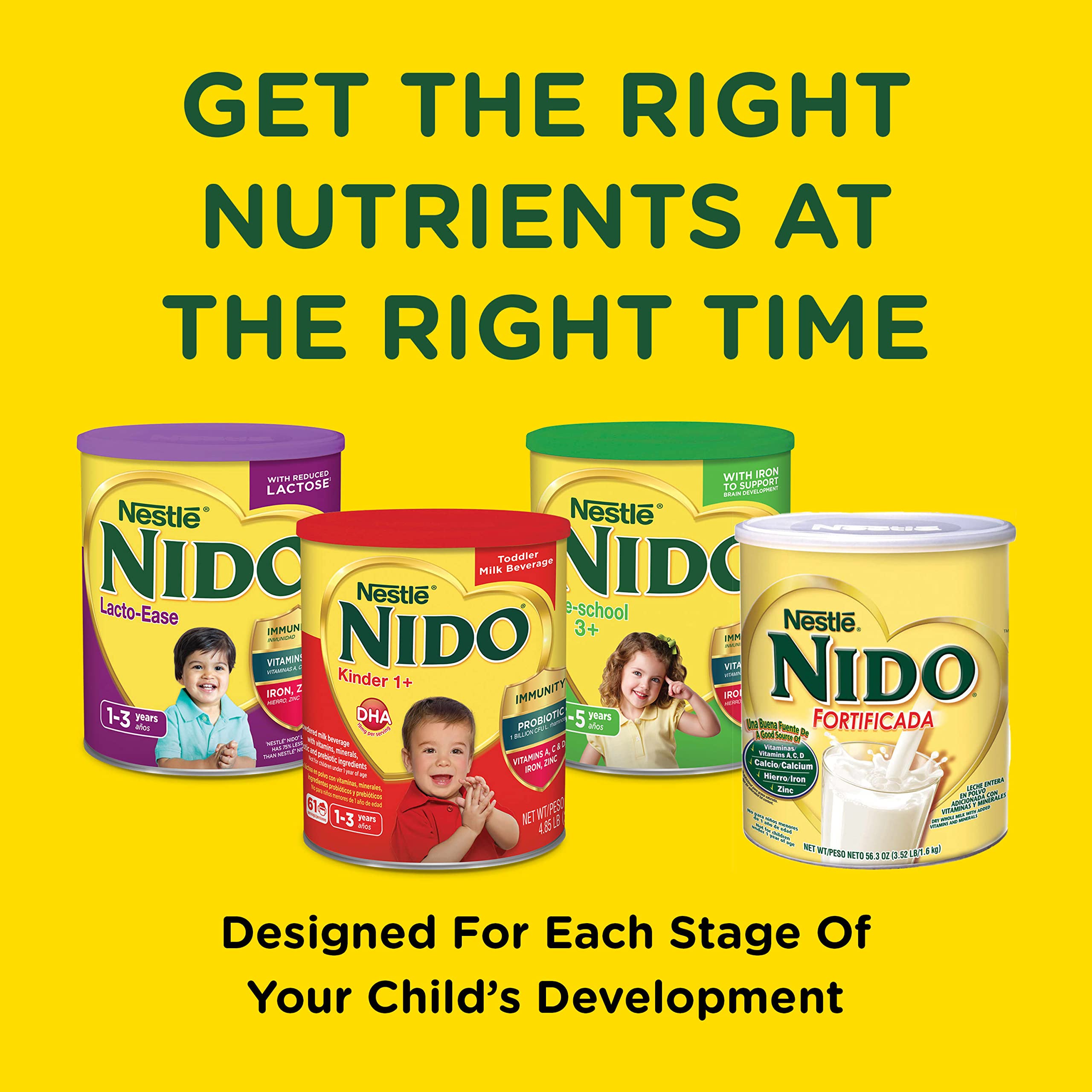 NESTLE NIDO Kinder 1+ Powdered Milk Beverage, 1.76 lb. Canister (Pack of 2)