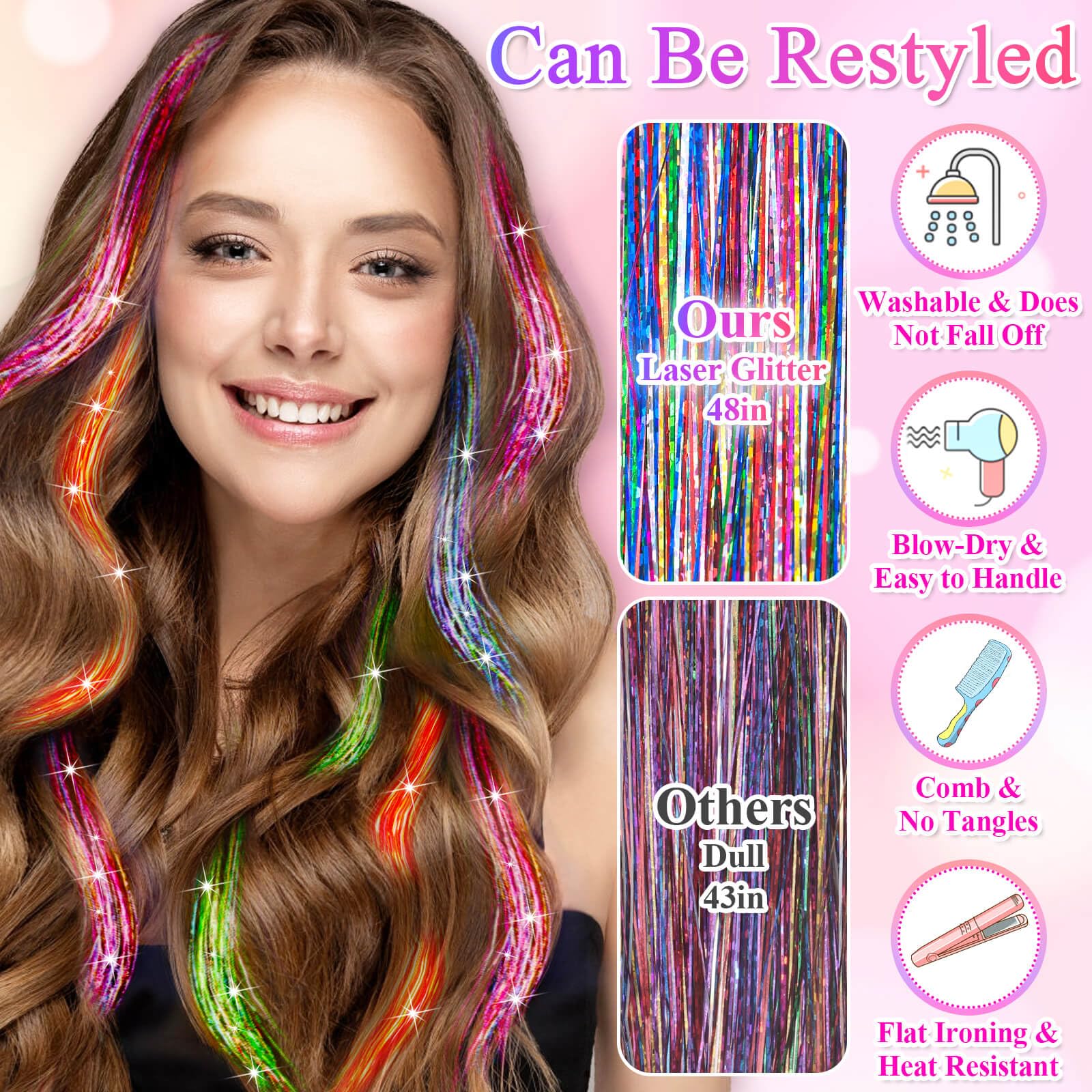 Amazon.com : ROADPLUM Hair Tinsel Kit - 20 Colors, 4000  display picture 2