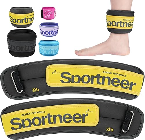 Vista 11 de Sportneer Pesas de tobillo de 0.5/1/2/3/5 libras, 1 par de pesas de muñeca y pierna para mujeres, hombres, niños y niños con correas ajustables