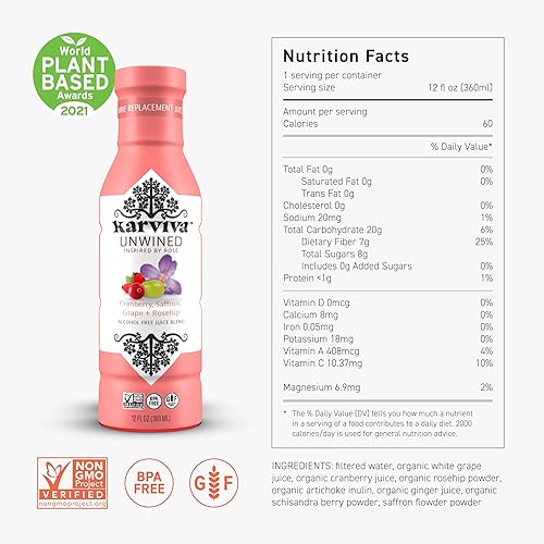 Miniatura 2 de Karviva Unwined Alternativa al vino rosado sin alcohol: baja en azúcar, orgánica, mezcla de hierbas para relajación, equilibrio hormonal y salud de