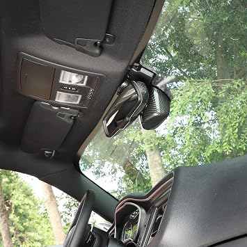 Voodonala for Challenger ABS Carbon Fiber Interior Rearview Mirror Cover Panel Trim for 2015-2024+ Dodge Challenger Interior Accessories,4pcs
