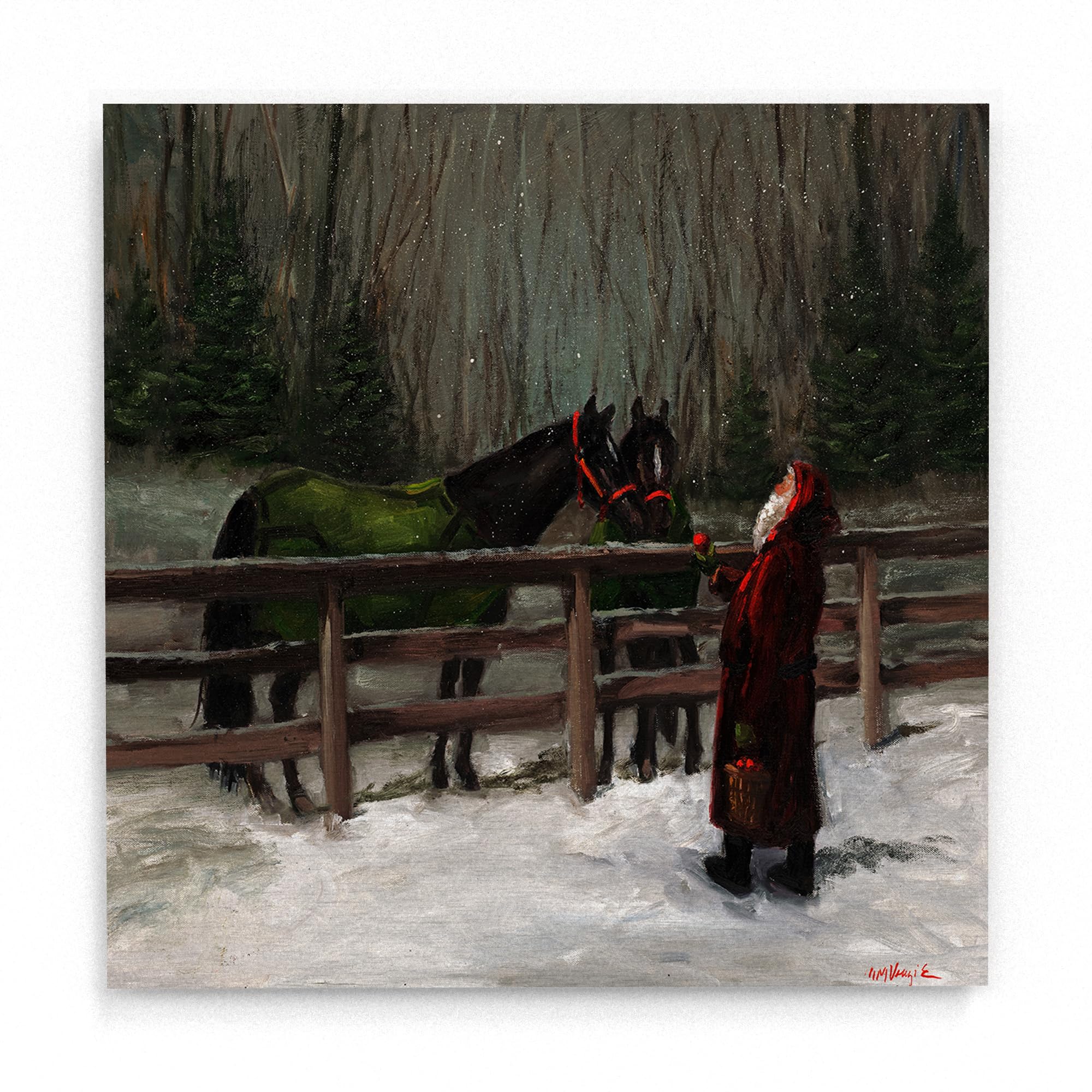 Mary Miller Veazie 'Santa With Horses' Metal Art