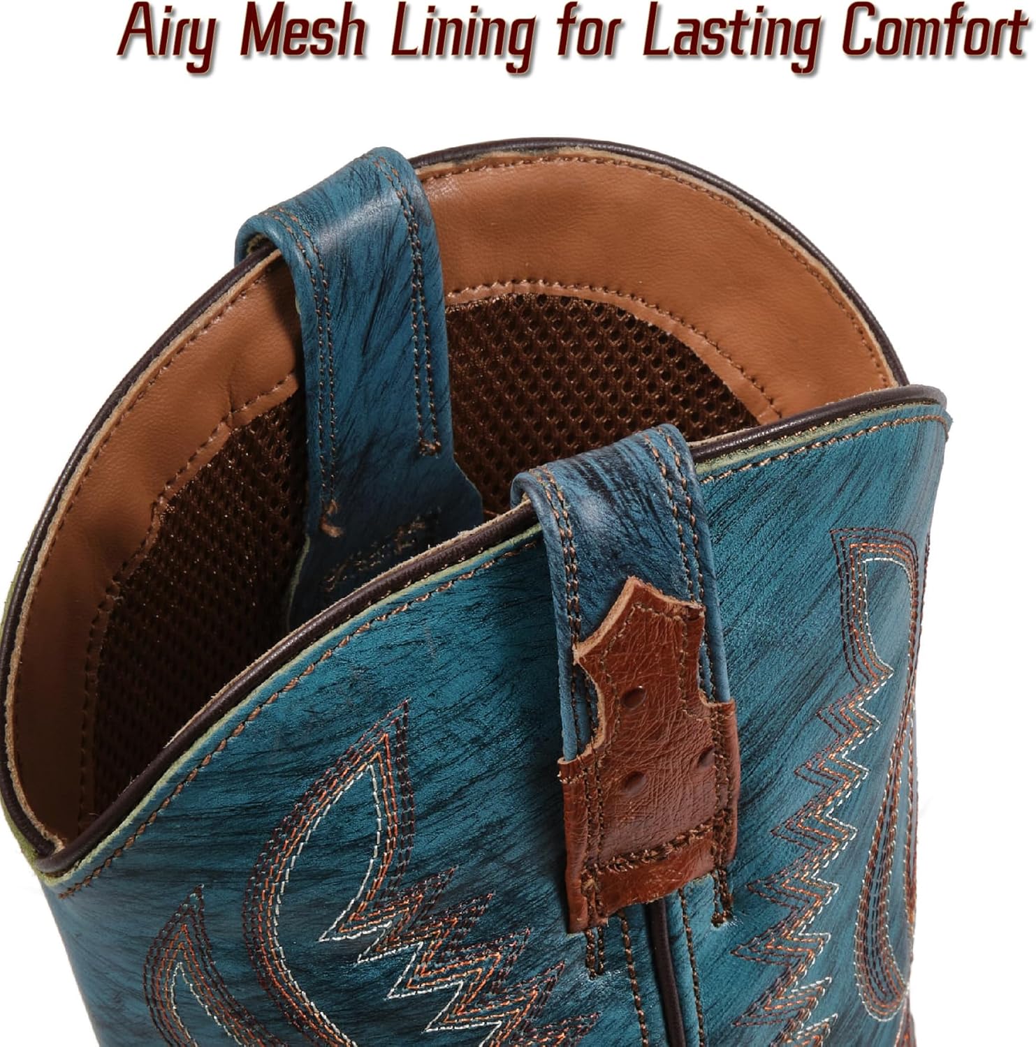 SUREWAY FULL QUILL OSTRICH Cowboy Boots For Men -Mens Square Toe Embroidery Western Boot,Oil/Slip Resistant,Durable Classic Pull on 10 Inch Wellington Boots - Soft Toe Full Grain Leather Work Boots - Image 6