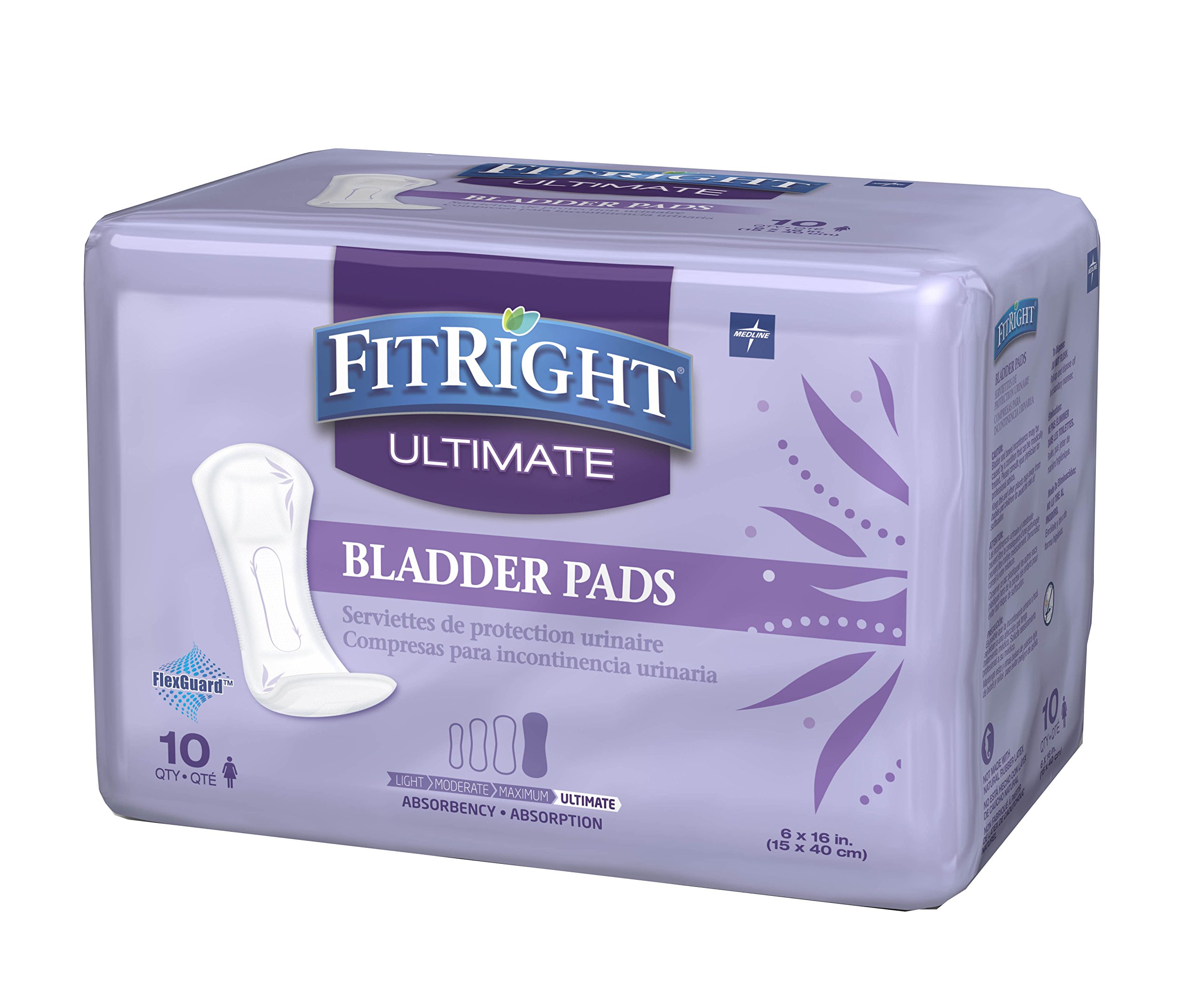 Photo 1 of FitRight Incontinence Bladder Control Pads, Ultimate Absorbency, 5.5" x 15.75", 10 Count Bag 4-ultimate
