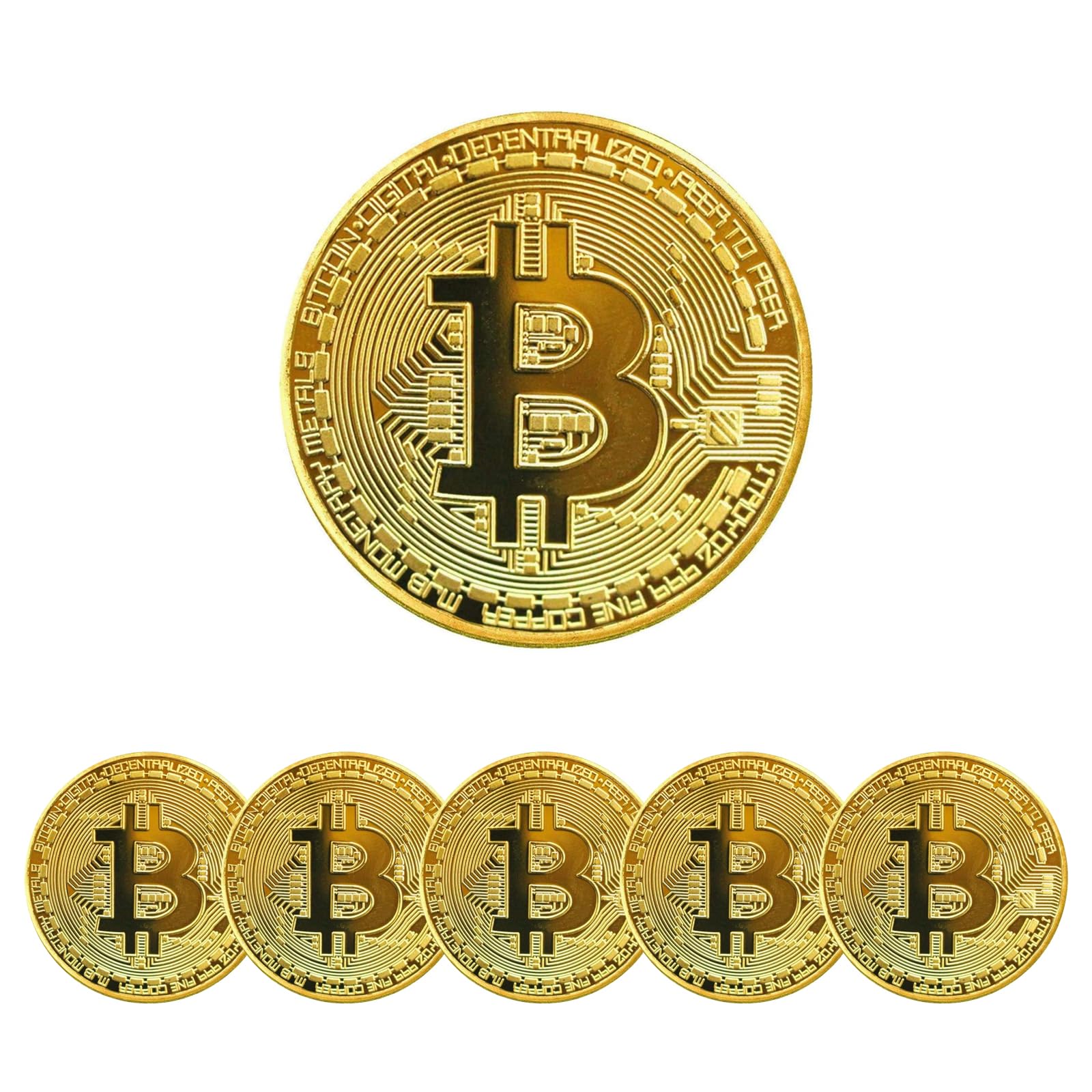 Amazon.com: 6PCS Gold Plated Bitcoin Coins - 40mm Diameter, 3mm Thickness  Commemorative Physical BTC Cryptocurrency Collectible with Clear Protective  Case, for Blockchain Enthusiasts : Toys & Games