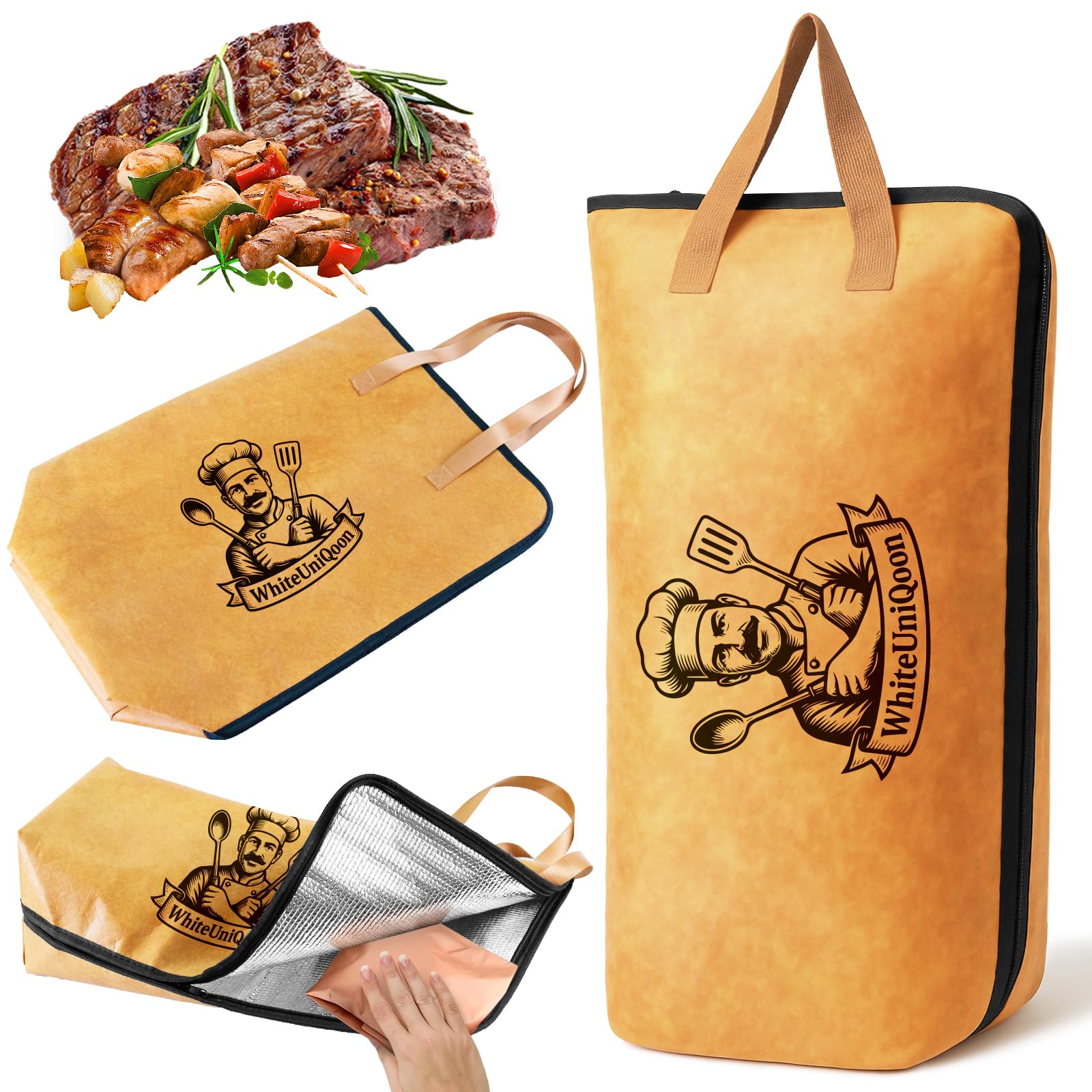 BBQ Blanket for Resting Meat, 21in Meat Resting Blanket, Reusable Smoker Grilling Meat Resting Bag with Wide Mouth with Handle Design for Large