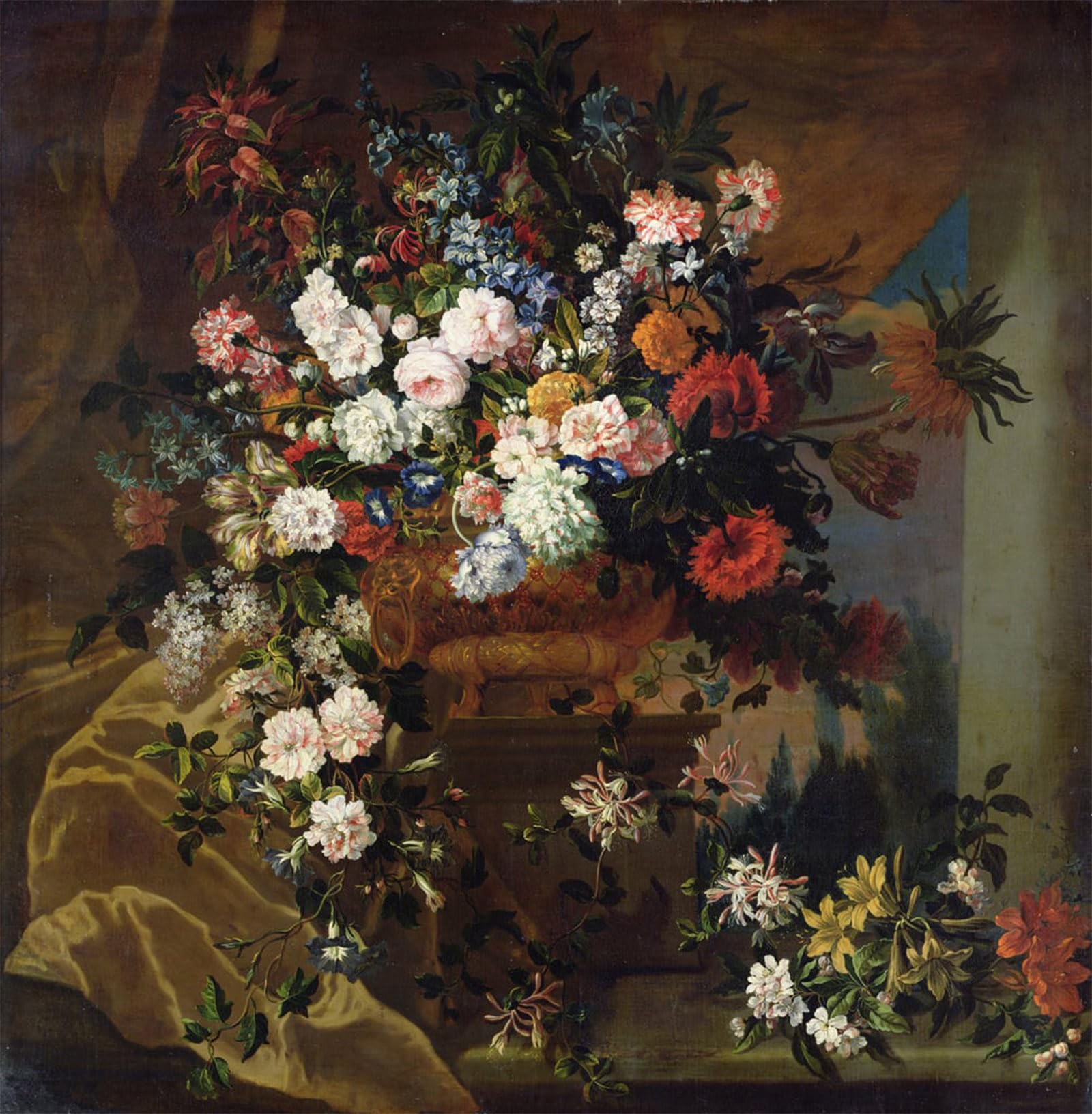 ARTXLXXBN Famous Prints Artwork Pictures Poster Painting Art Bouquet of Flowers by Jean Baptiste Monnoyer Artwork Landscape Pictures for Home Decor 60x90cm