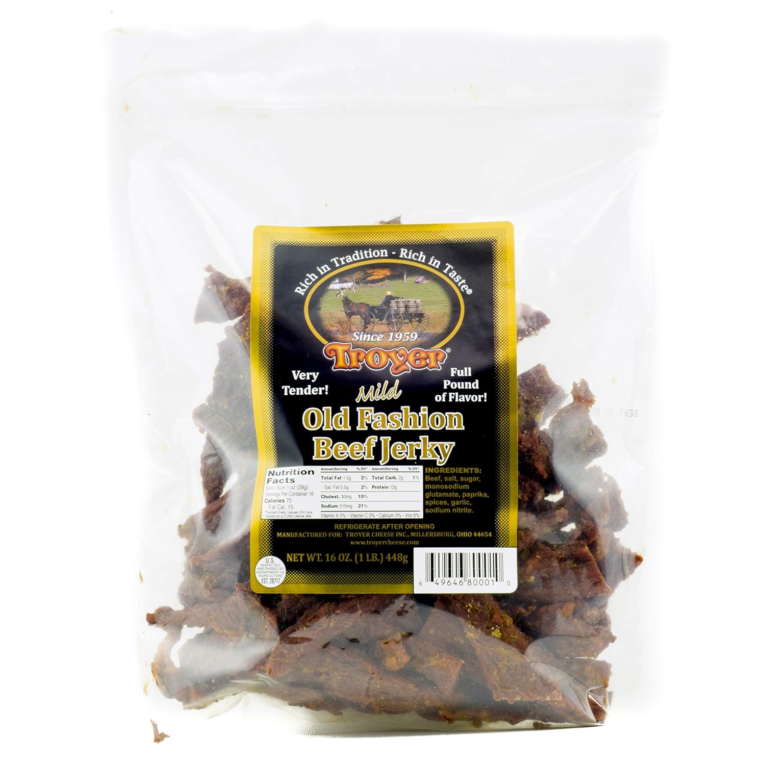 Troyer Old Fashion Mild Beef Jerky 3.25 Ounces Grocery