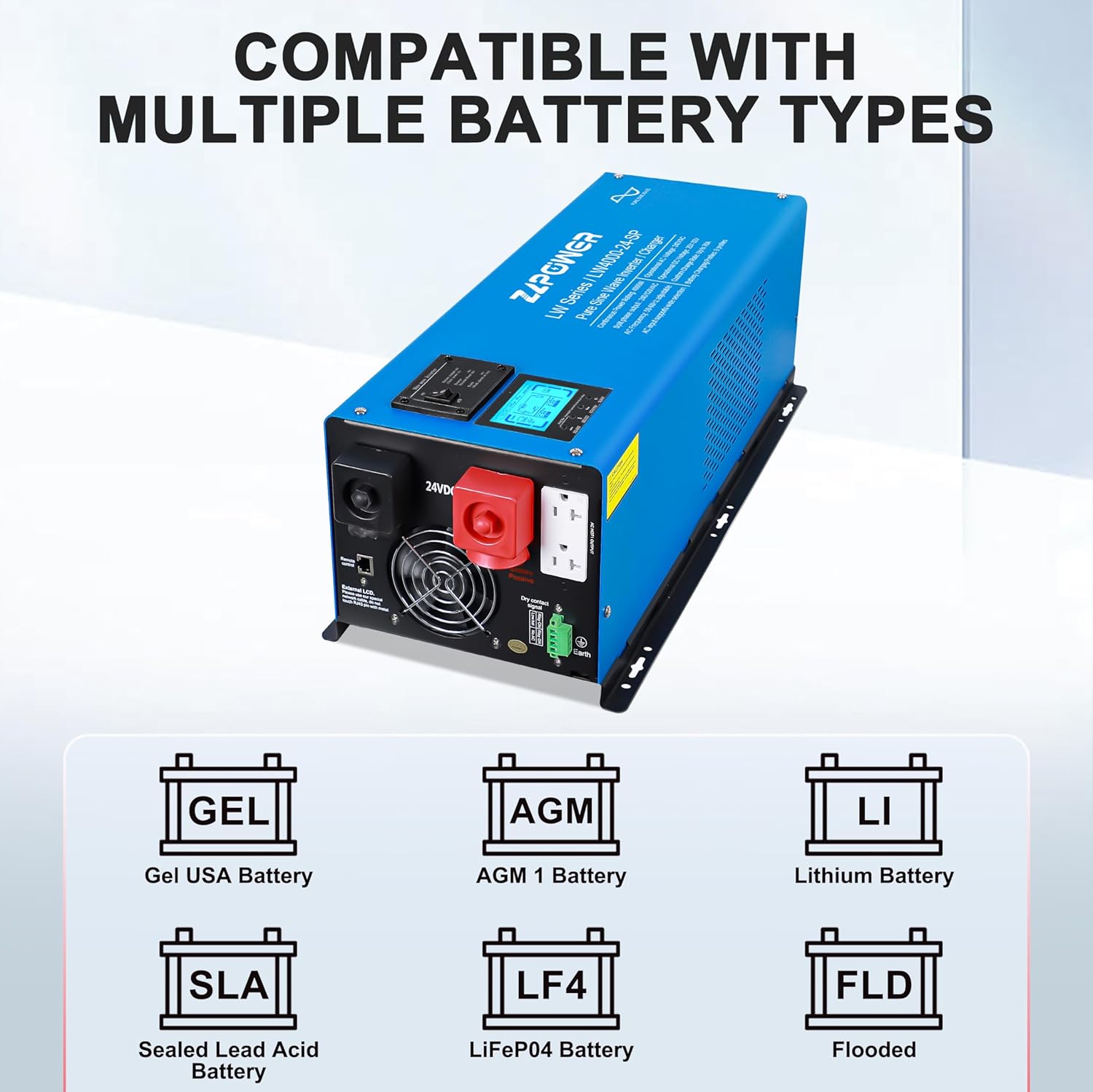 ZLPOWER Inverter compatible with multiple battery types