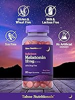 Vista 5 de Carlyle Tahoe Nutritionals - Gomitas de melatonina de 12 mg 180 unidades Gomitas con sabor a bayas Suplemento sin medicamentos Veganas, sin