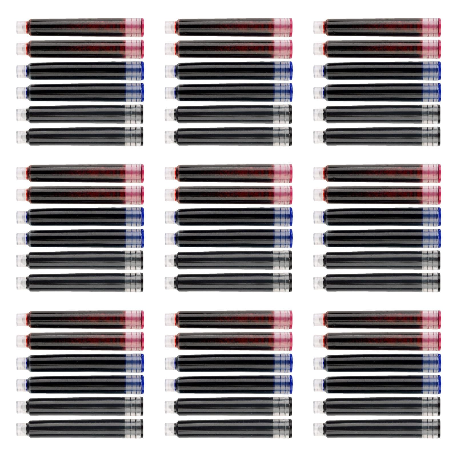 Homoyoyo Cartucce d'Inchiostro 450 per Penna Stilografica Pezzi 3,4mm Inchiostro Blu, Nero e Rosso, Facile da Sostituire, per Scuola e Ufficio