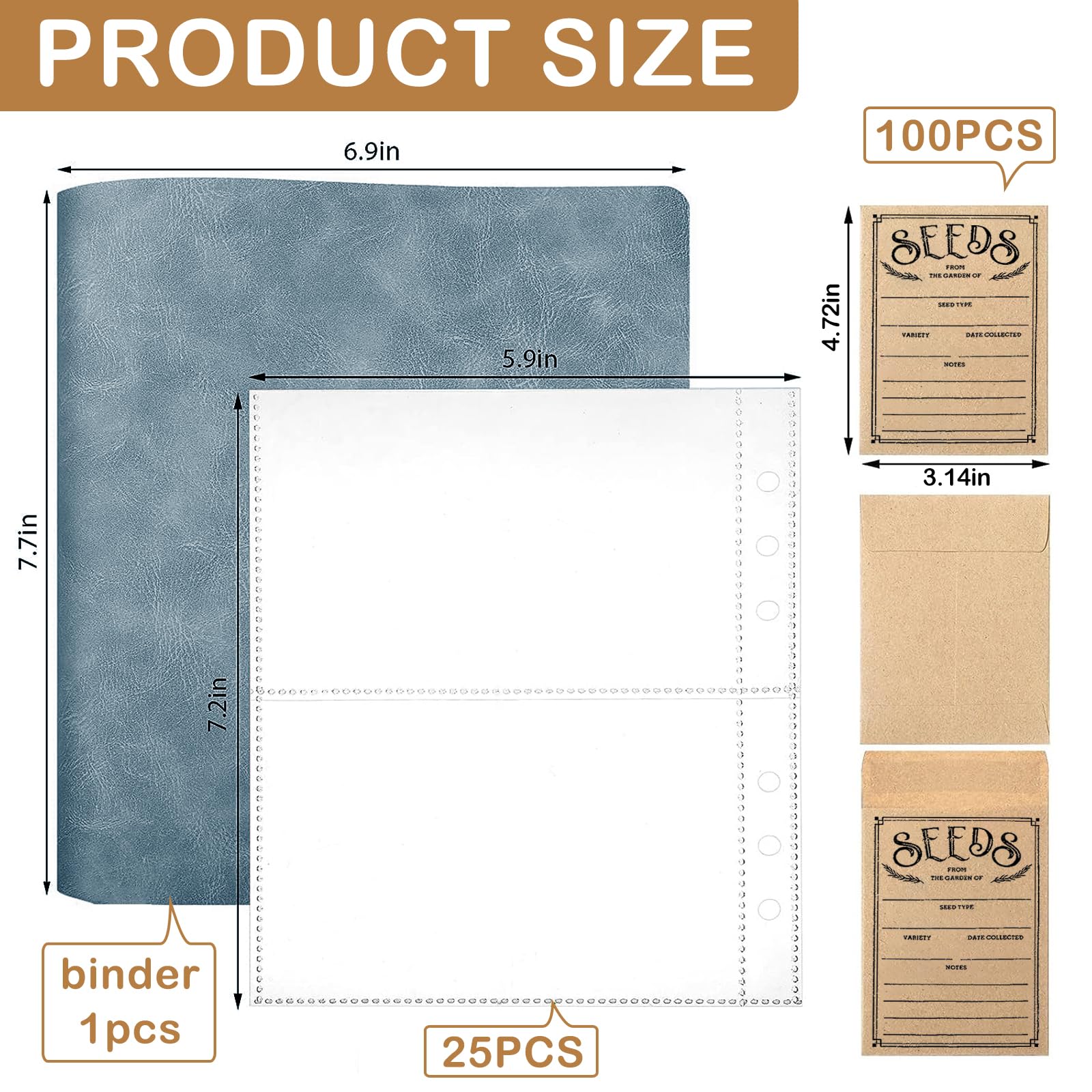 Lot de 100 enveloppes de semences - Organisateurs de rangement auto-étanches pour le jardin, idéales pour tout jardinier (bleu)