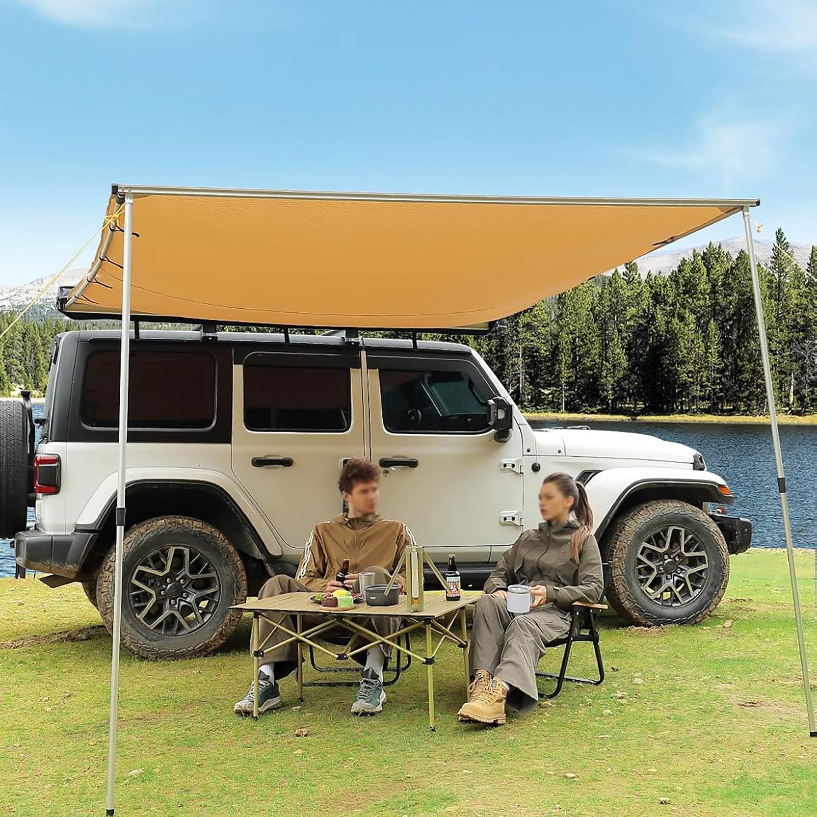Amazon.co.jp: Pounjsd カーサイドオーニング ルーフテントタープ 車
