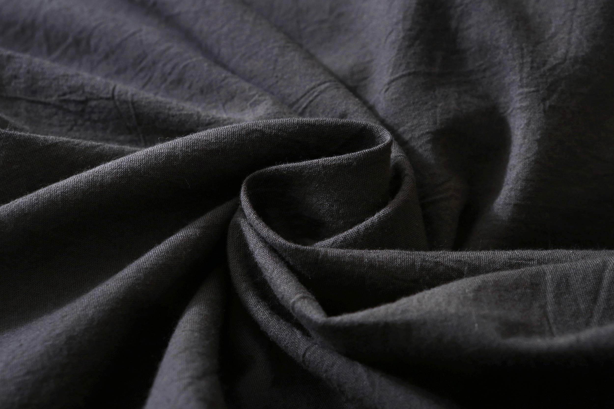 F.Y.Dreams 100% Washed Cotton Duvet Cover for Weighted Blanket 60"x80" with 8 Ties, Long Side Zipper/Black/Grey/Just Duvet Cover - Image 3