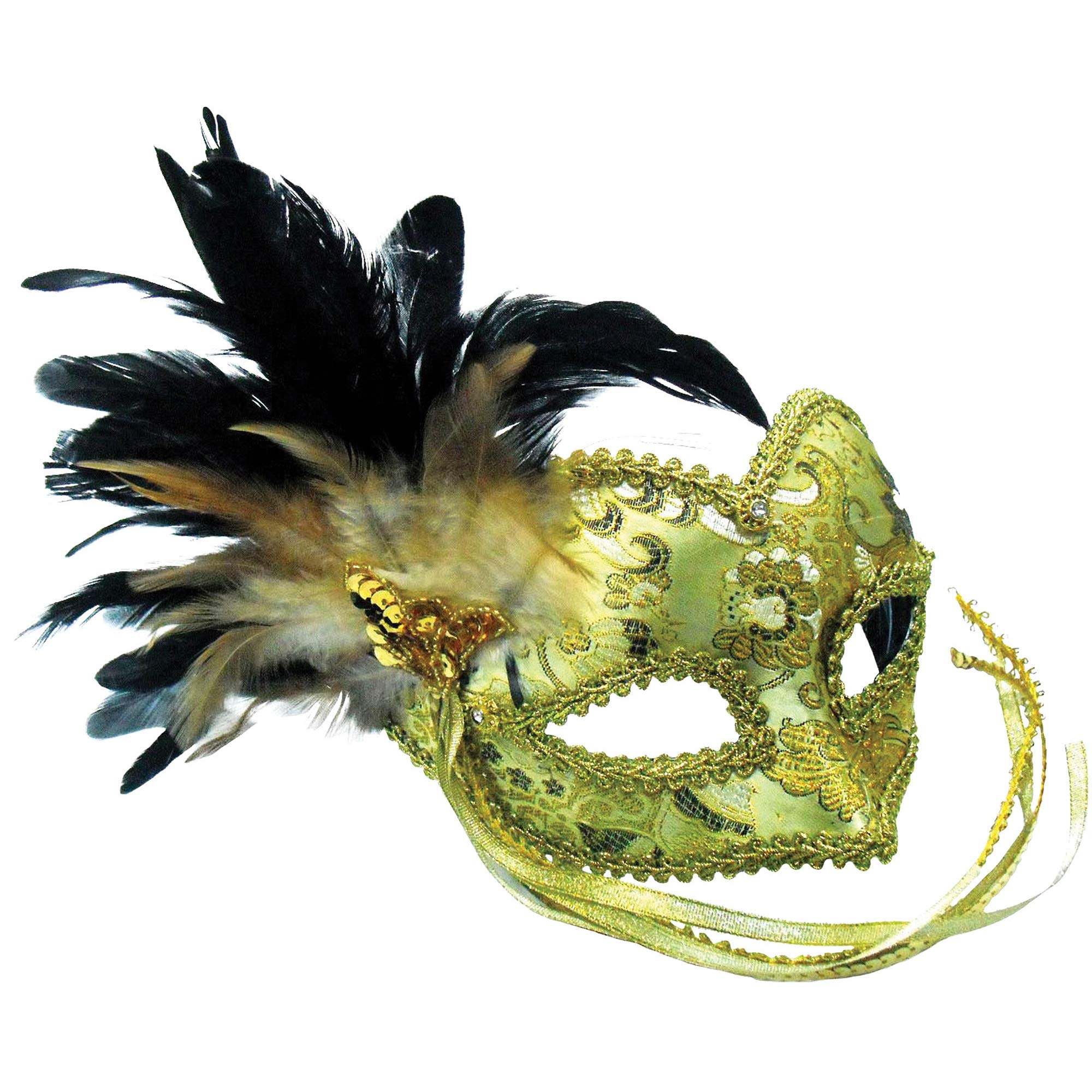Bristol Novelty EM393 Mask with Braided Eye Pattern on Headband, Womens, Gold, One Size