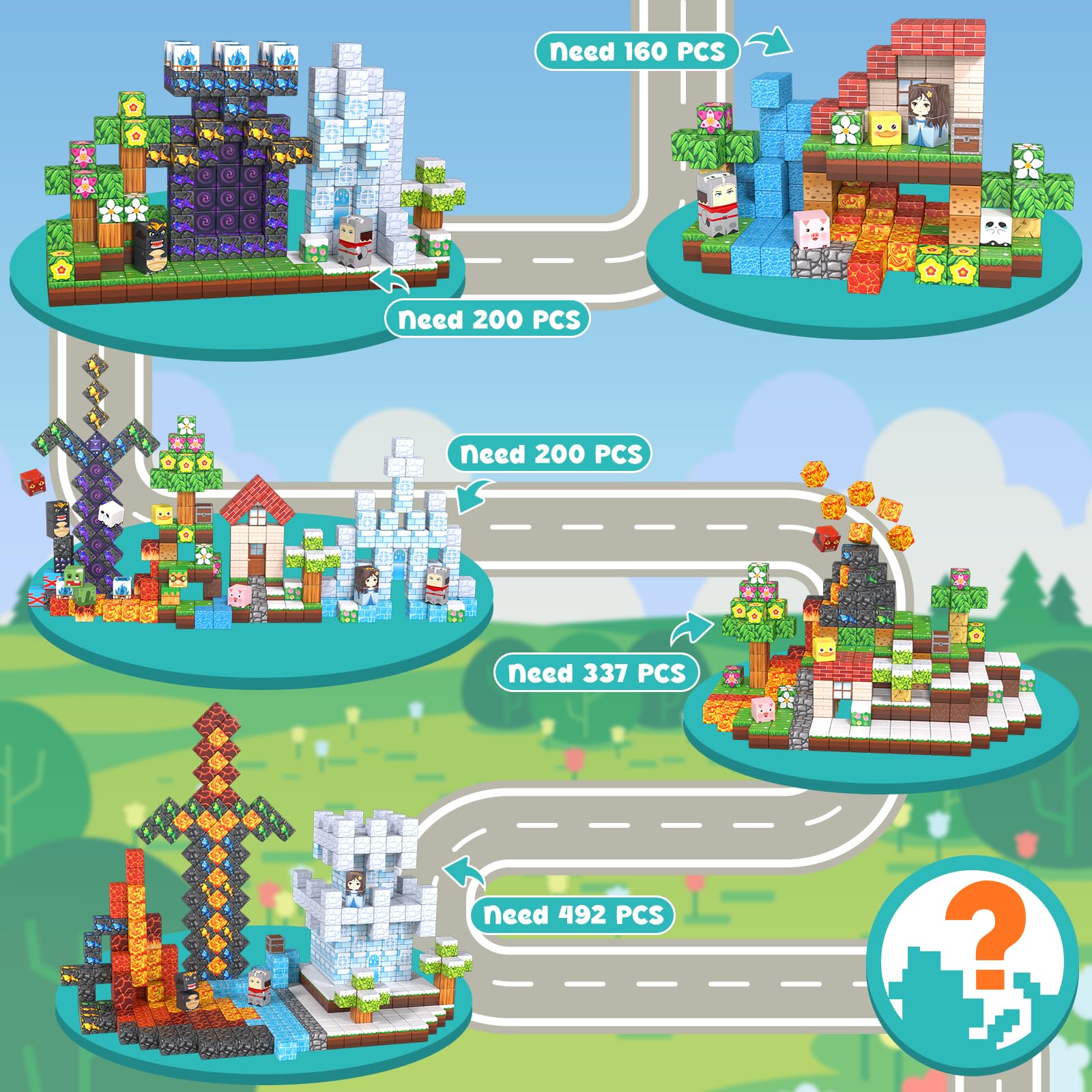 ACELIFE Blocchi magnetici da costruzione 200 pezzi, giocattoli magnetici creativi STEM Magnetic Building Blocks giocattoli regali per bambini ragazzi e ragazze 3 4 5 6 7 8 anni