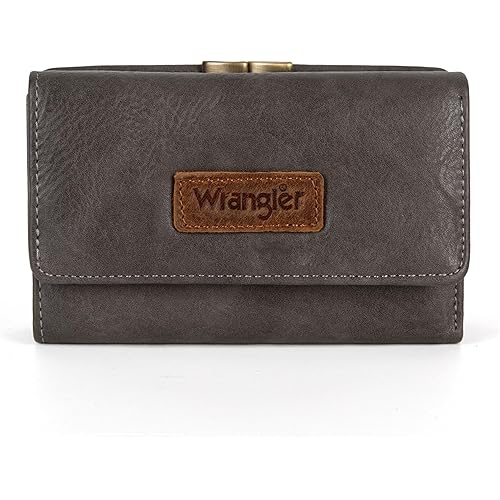 Wrangler Trifold Wallet Women Credit Card Holder Women's Wallets, Card Cases & Money Organizers Dark Brown Wallets for Ladies Female Girls