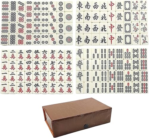 Mahjong Set chino Mah Jong Game Travel Mini Mahjong Set para niños, familias y adultos, 149 piezas