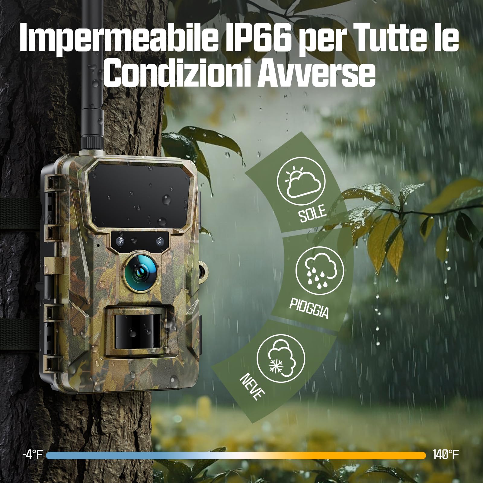 CEYOMUR 4G LTE Fototrappola 2K 48MP con SIM, Sensore di Movimento, Scatto 0,2s, IP66