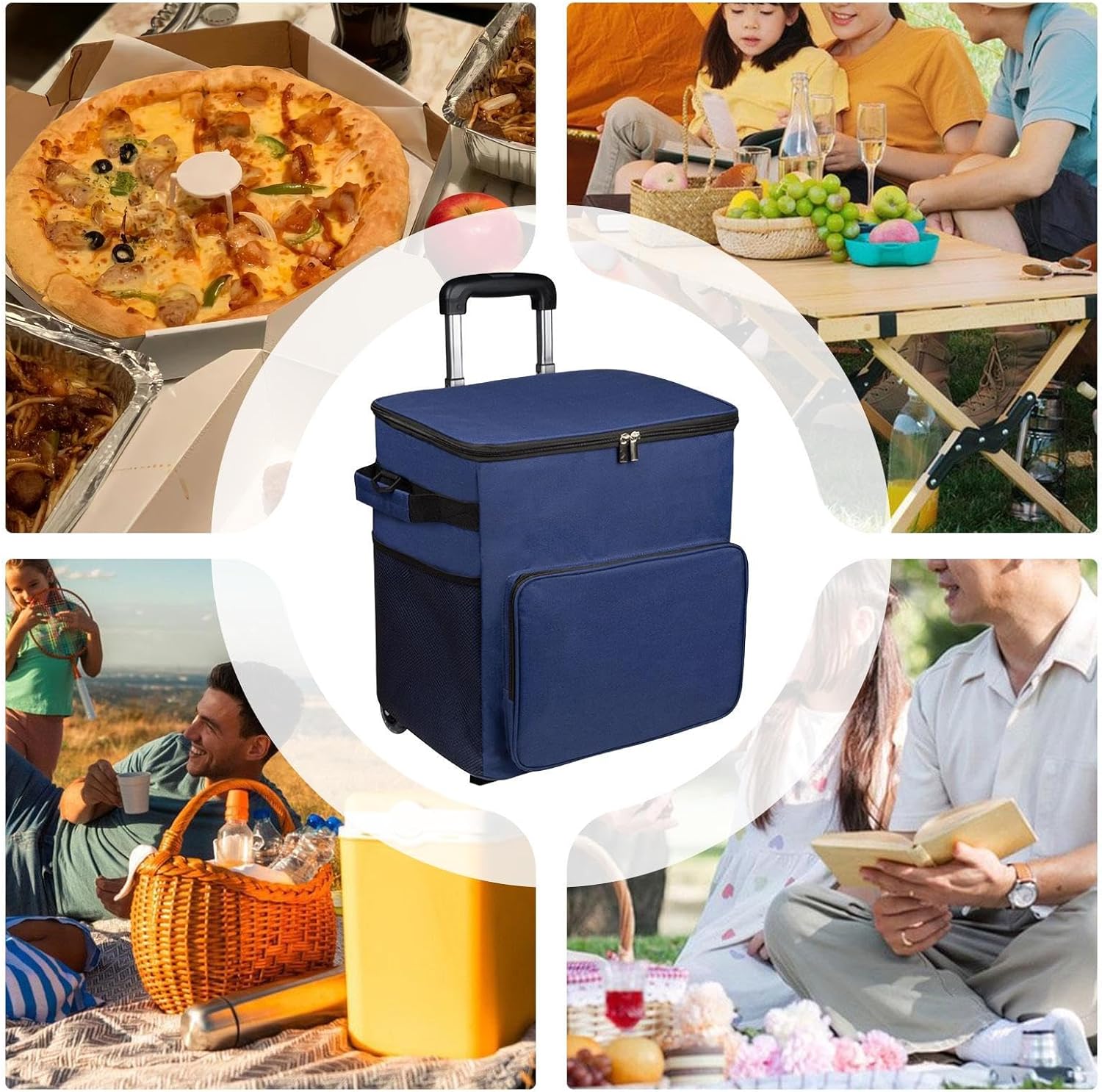 クーラーボックス キャスター付き | ソフトクーラーバッグ,ハンドル付き保冷バッグ 35L 断熱 防水 アウトドア ピクニック キャ