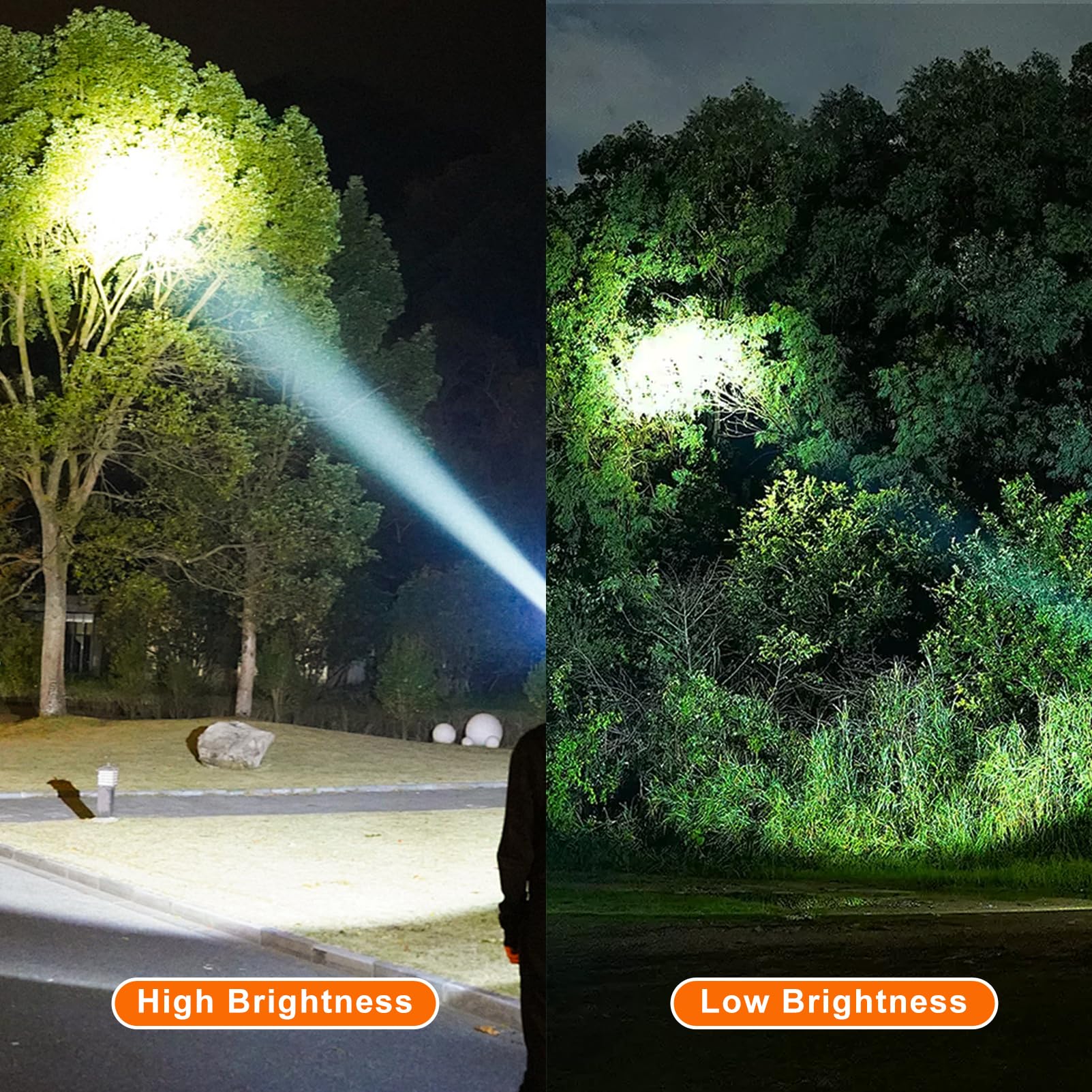 Kitness Luz de caza Coon de alto lúmenes, linterna frontal LED superbrillante, manos libres, impermeable y recargable, 2 modos de luz para caza, senderismo y pesca (luz blanca plateada)