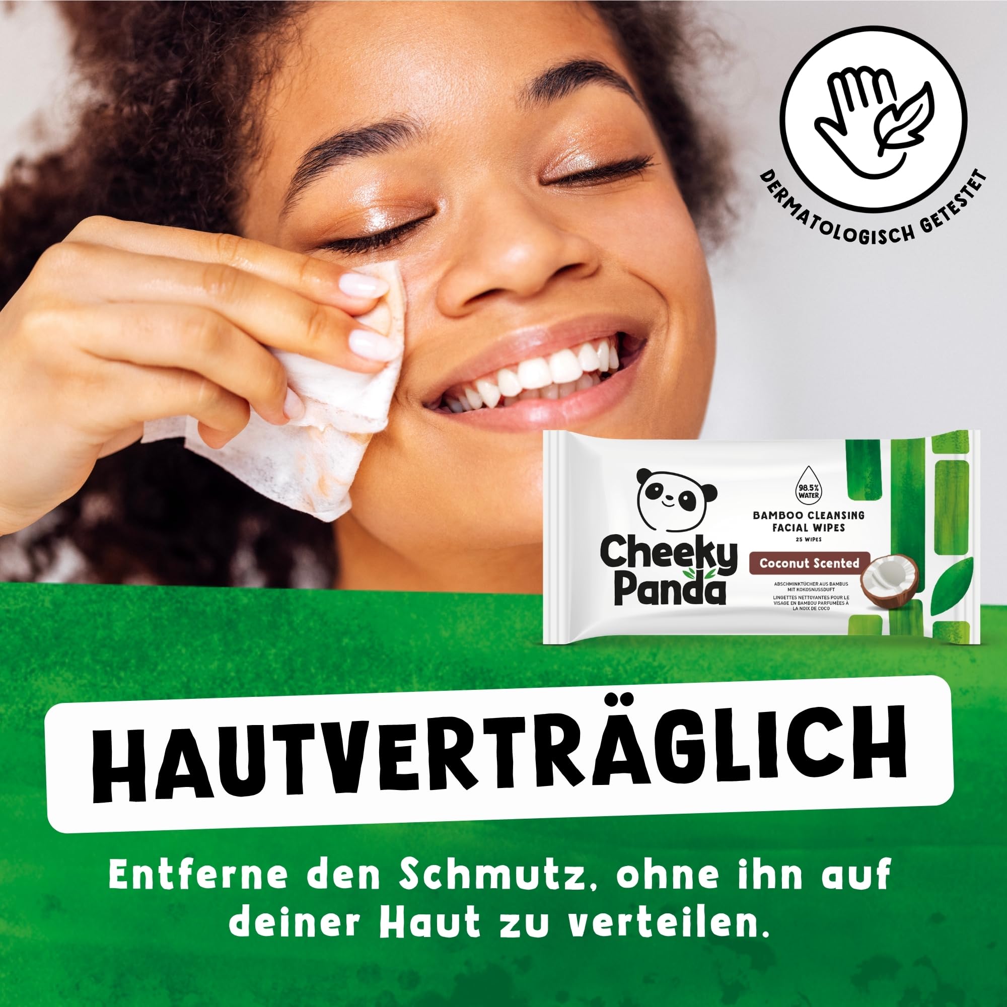 The Cheeky Panda Bambus-Gesichtsreinigungstücher, Kokosnussduft, 24 Stück