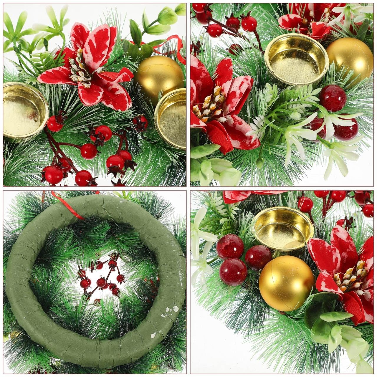 HOMSFOU Decorazione Natale Avvento Natale Portacandele Portacandele Portacandele Avvento Bacche per La Casa Chiesa Decorazione Centro Tavolo Avvento Natale Festa
